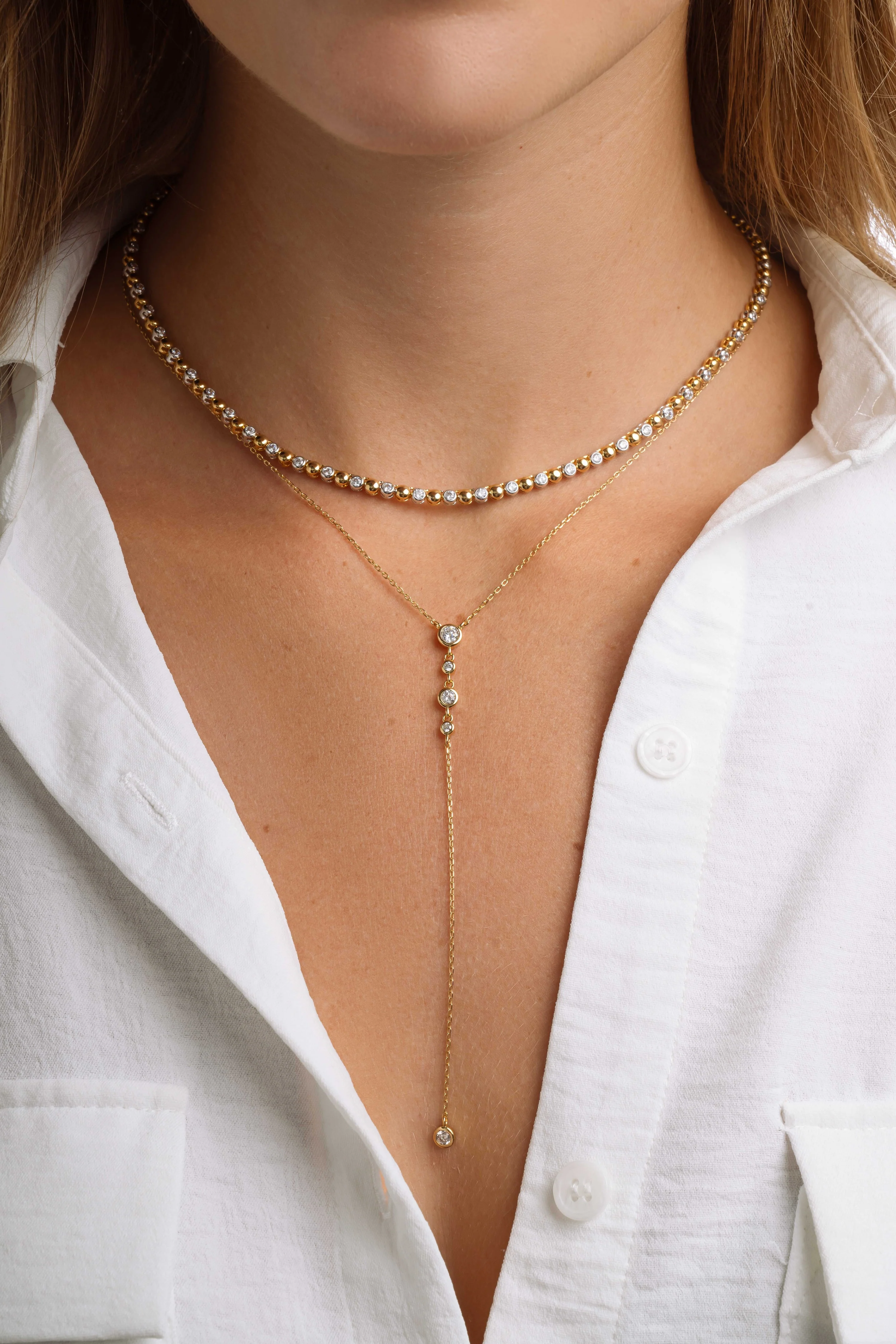 Bezel Lariat Necklace - Image 9