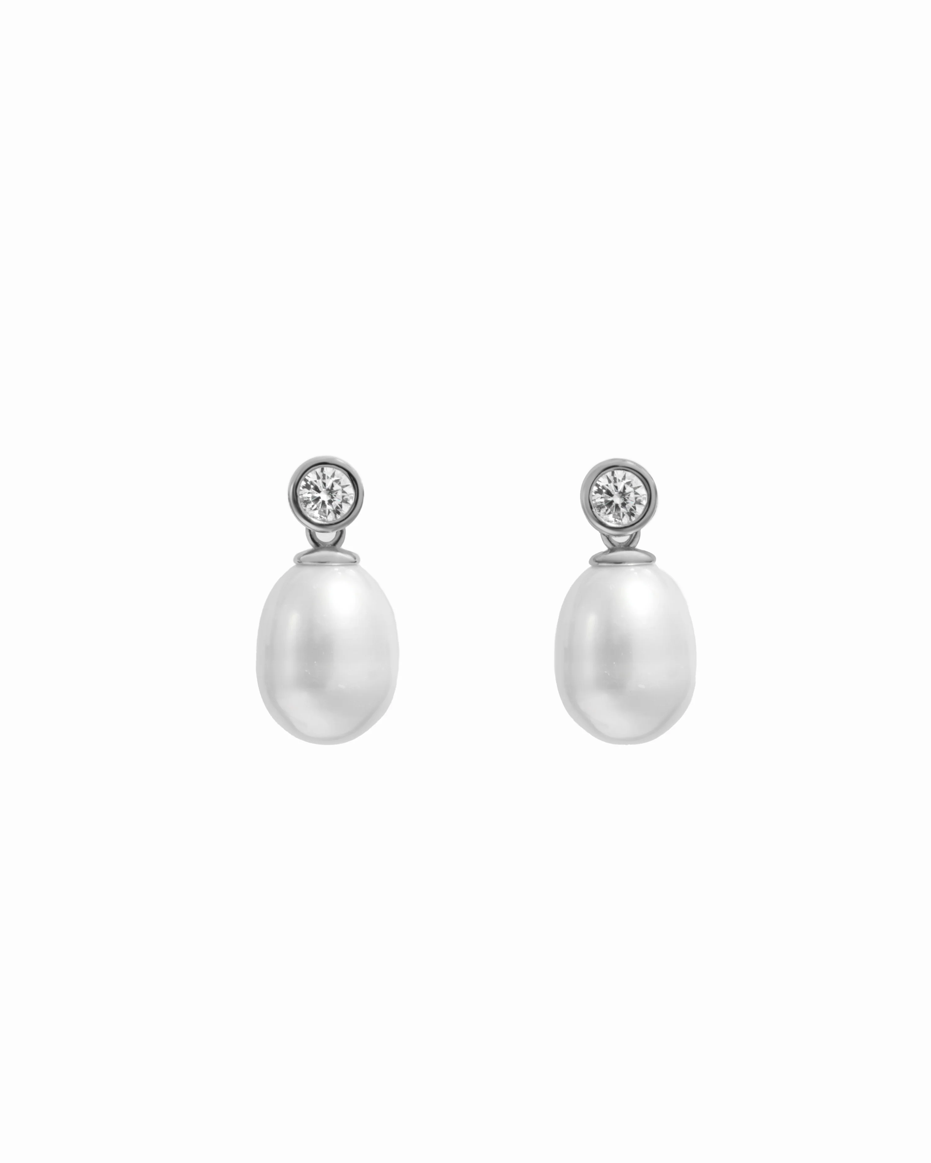 Bezel & Pearl Drop Earrings - Image 3