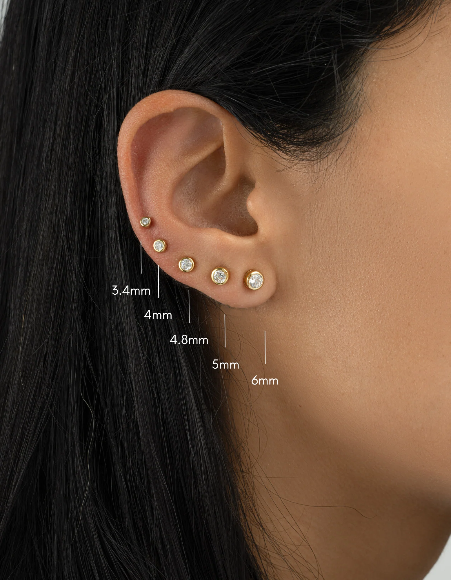 Bezel Stud Earrings - Image 2