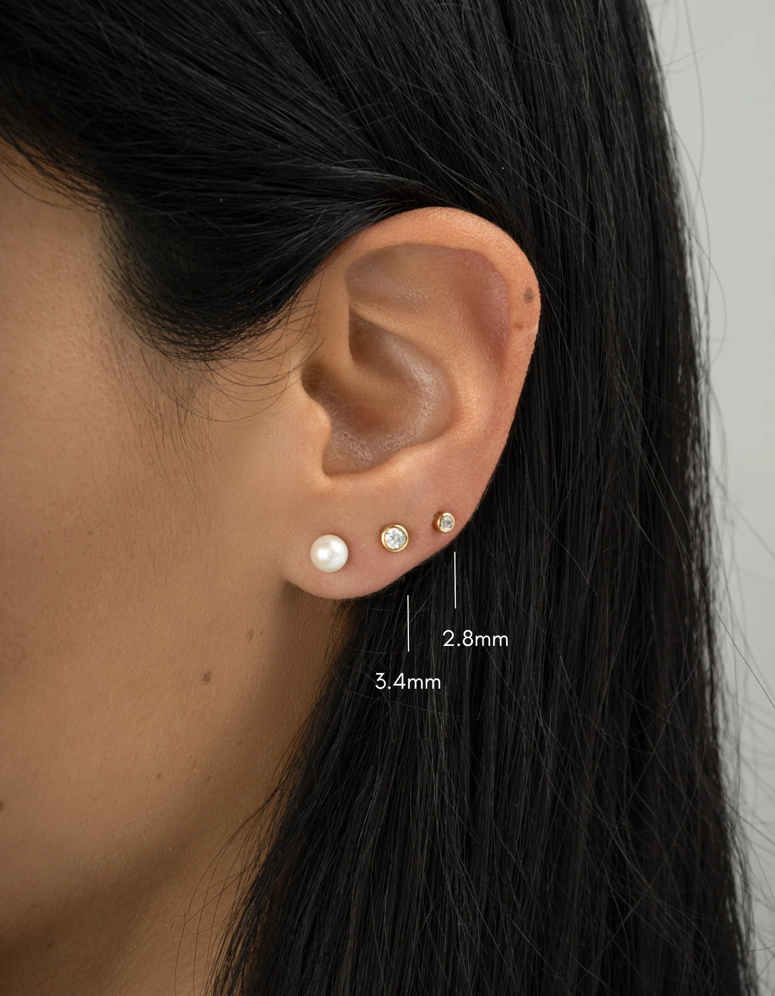 Bezel Stud Earrings - Image 4