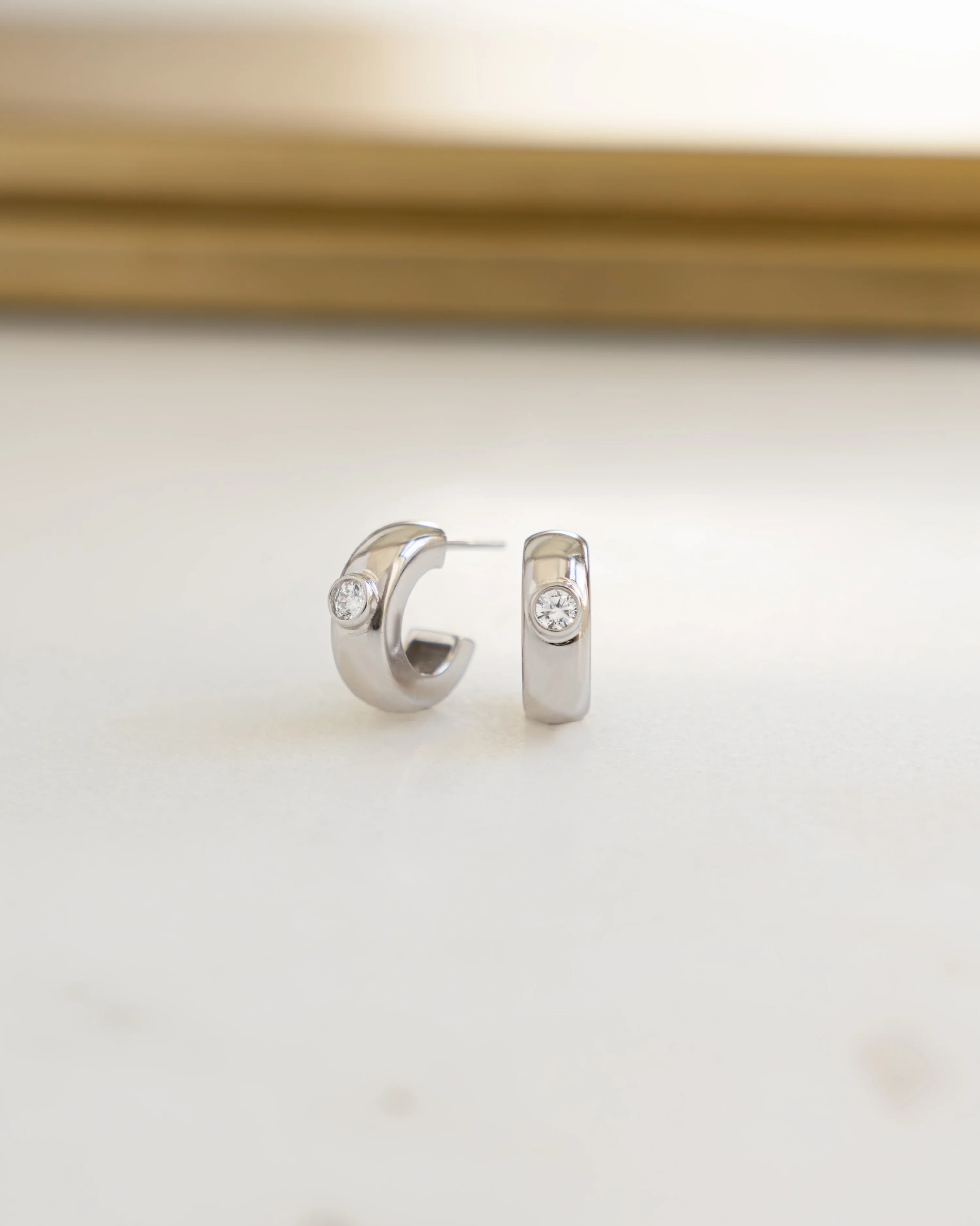 Bezeled Chunky Hoop Earrings - Image 3