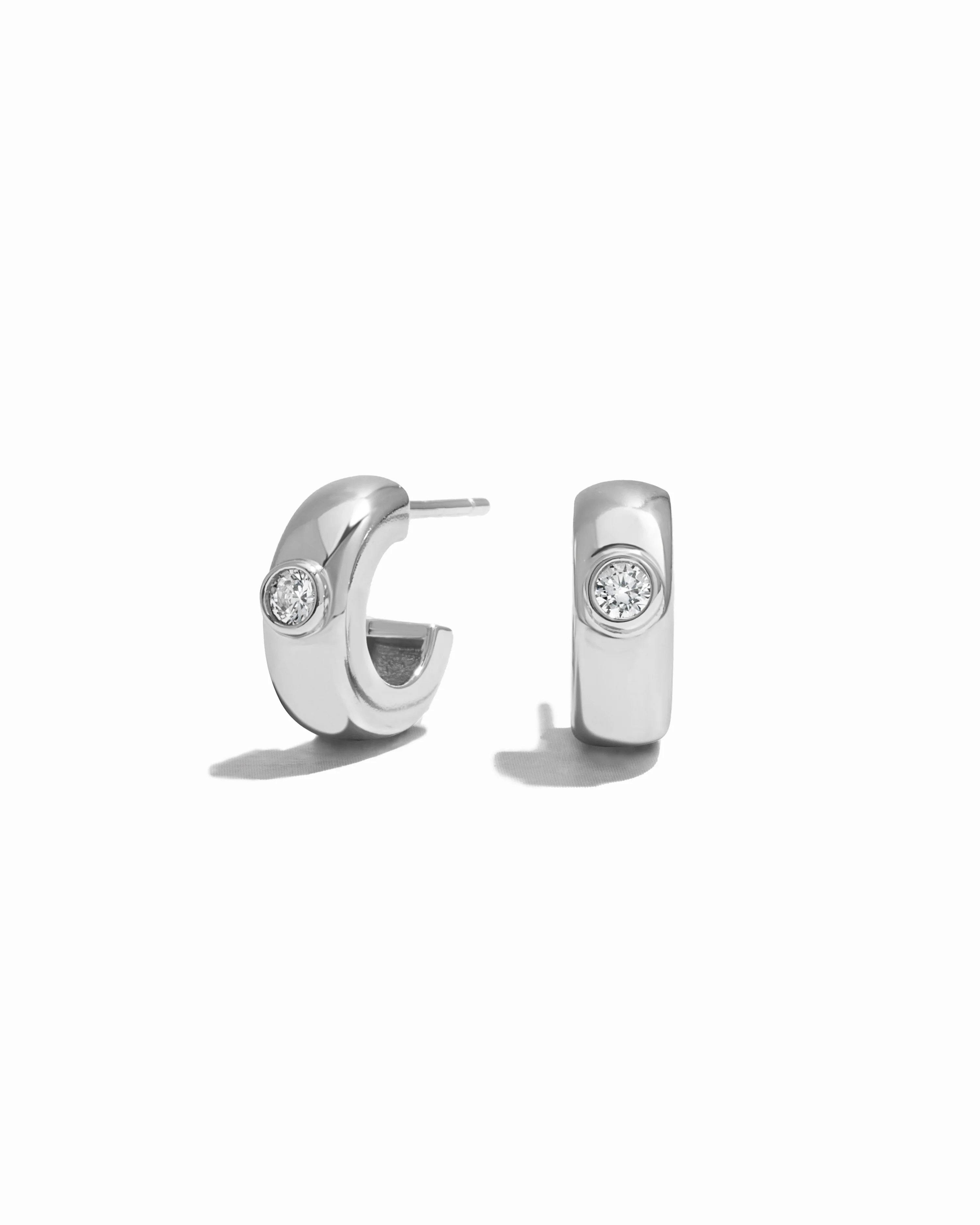 Bezeled Chunky Hoop Earrings - Image 8