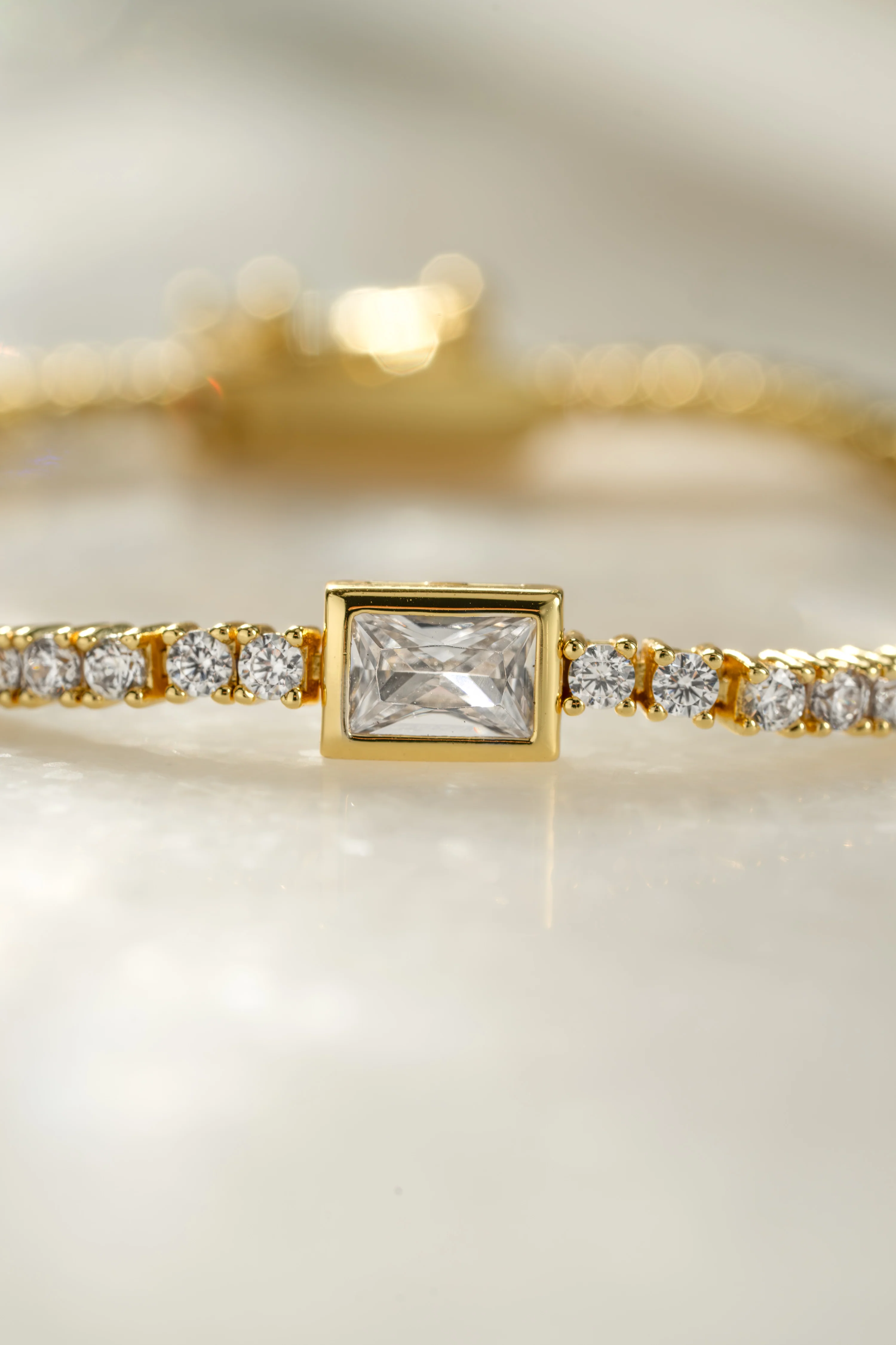 Bezeled Emerald-Cut Charm Tennis Bracelet - Image 13