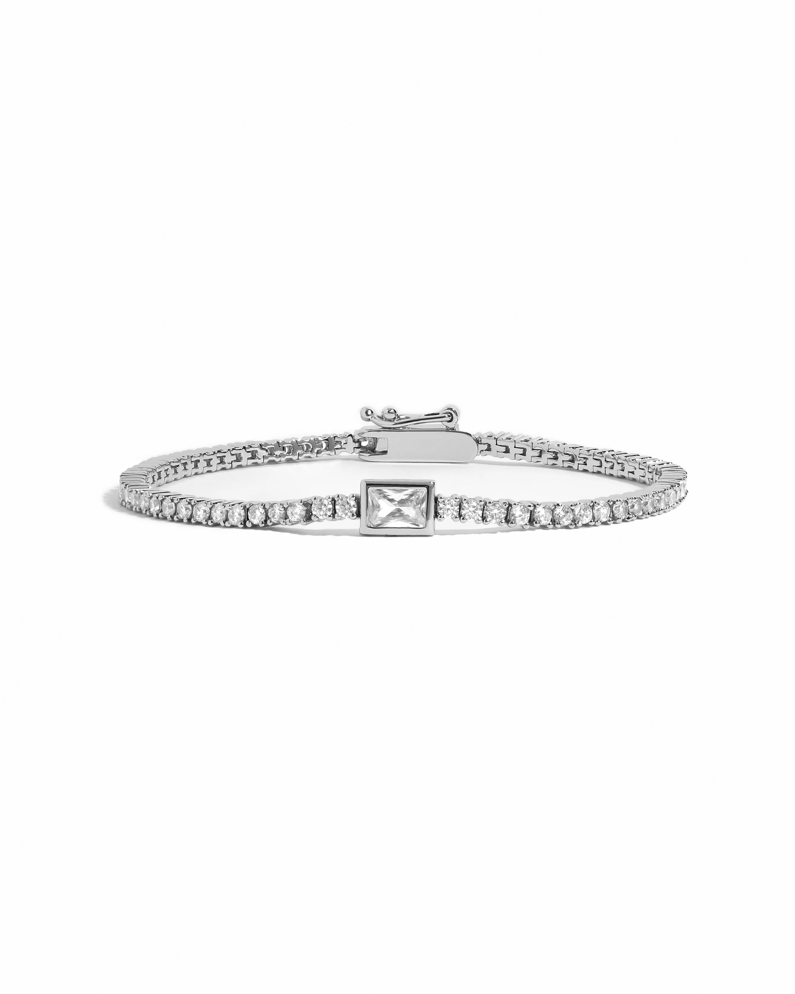 Bezeled Emerald-Cut Charm Tennis Bracelet - Image 15