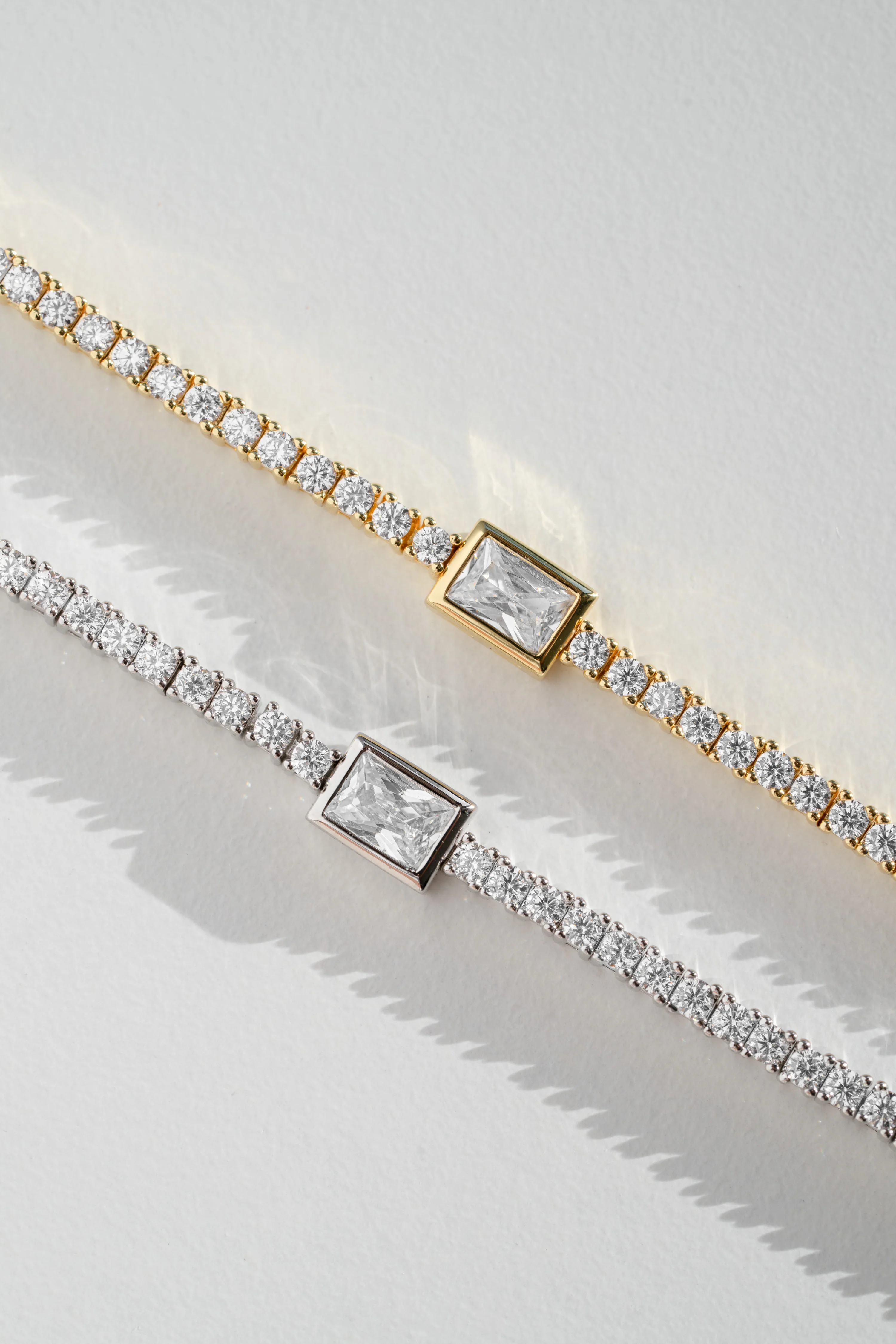 Bezeled Emerald-Cut Charm Tennis Bracelet - Image 3
