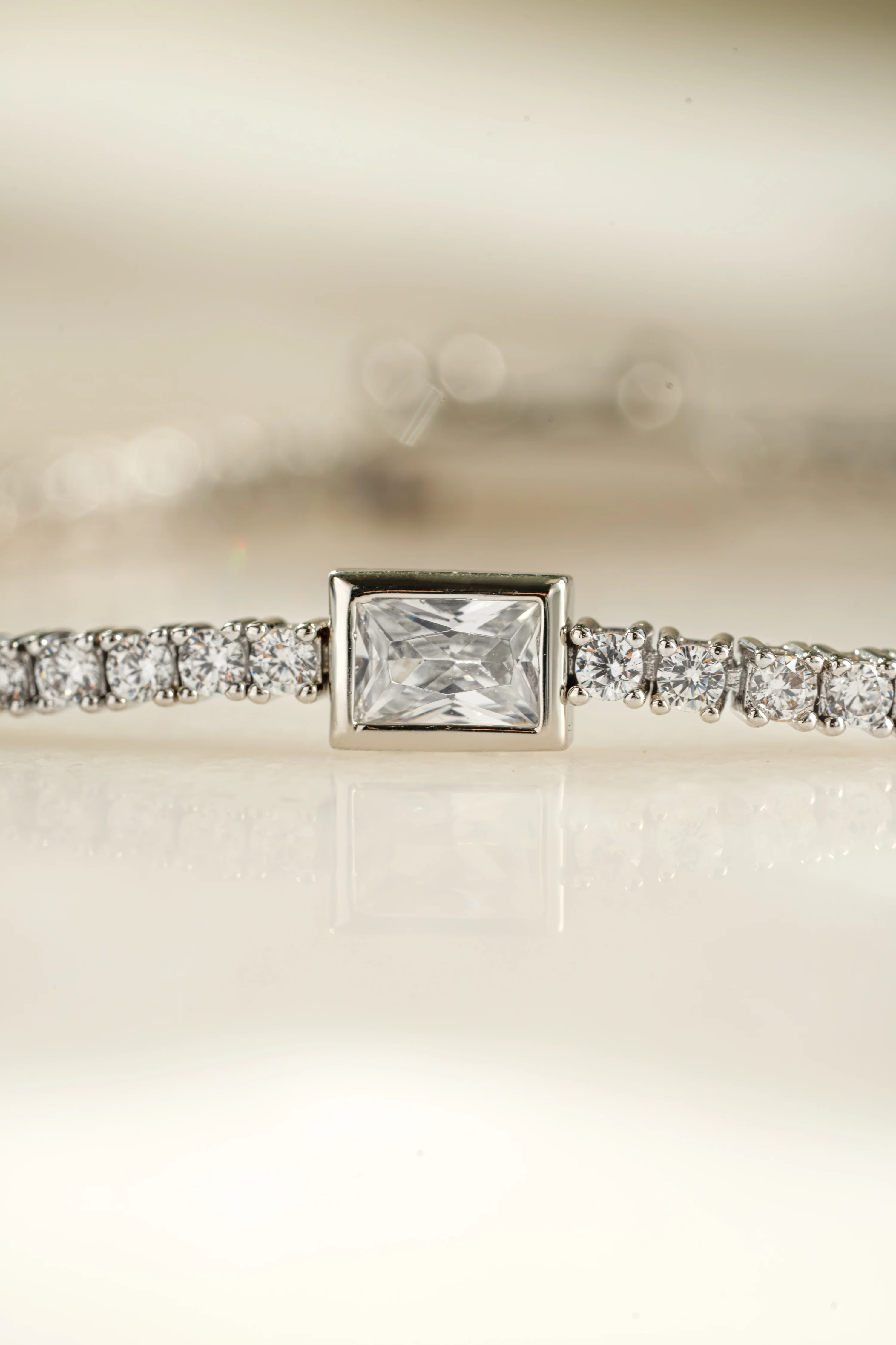 Bezeled Emerald-Cut Charm Tennis Bracelet - Image 7