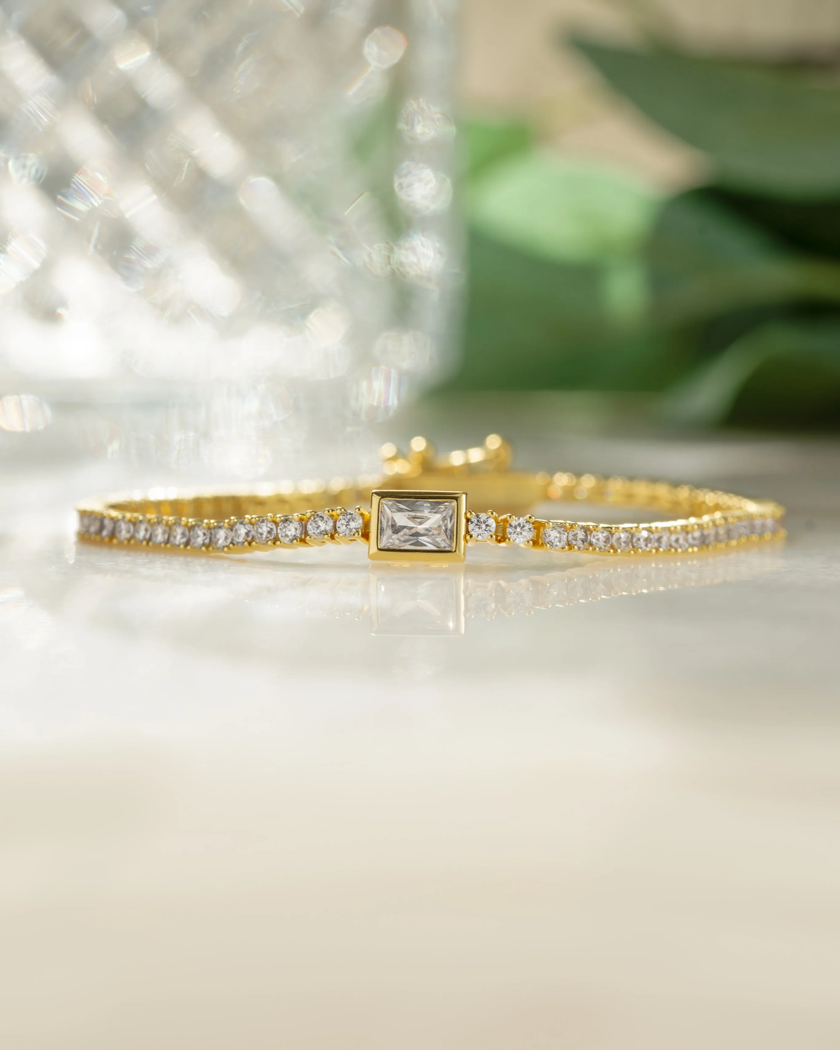 Bezeled Emerald-Cut Charm Tennis Bracelet - Image 9