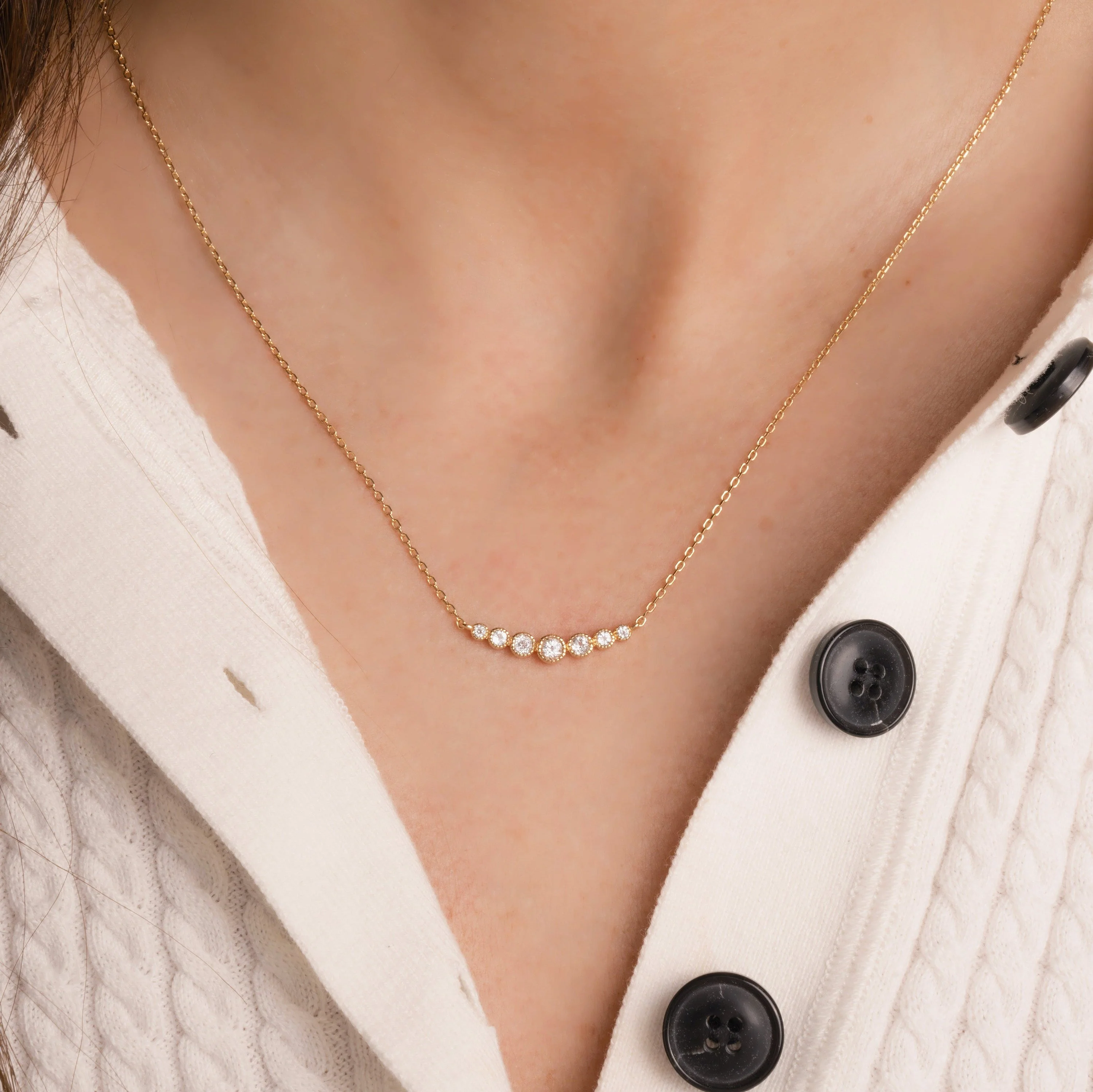 Bezeled Gradient Bar Necklace - Image 2