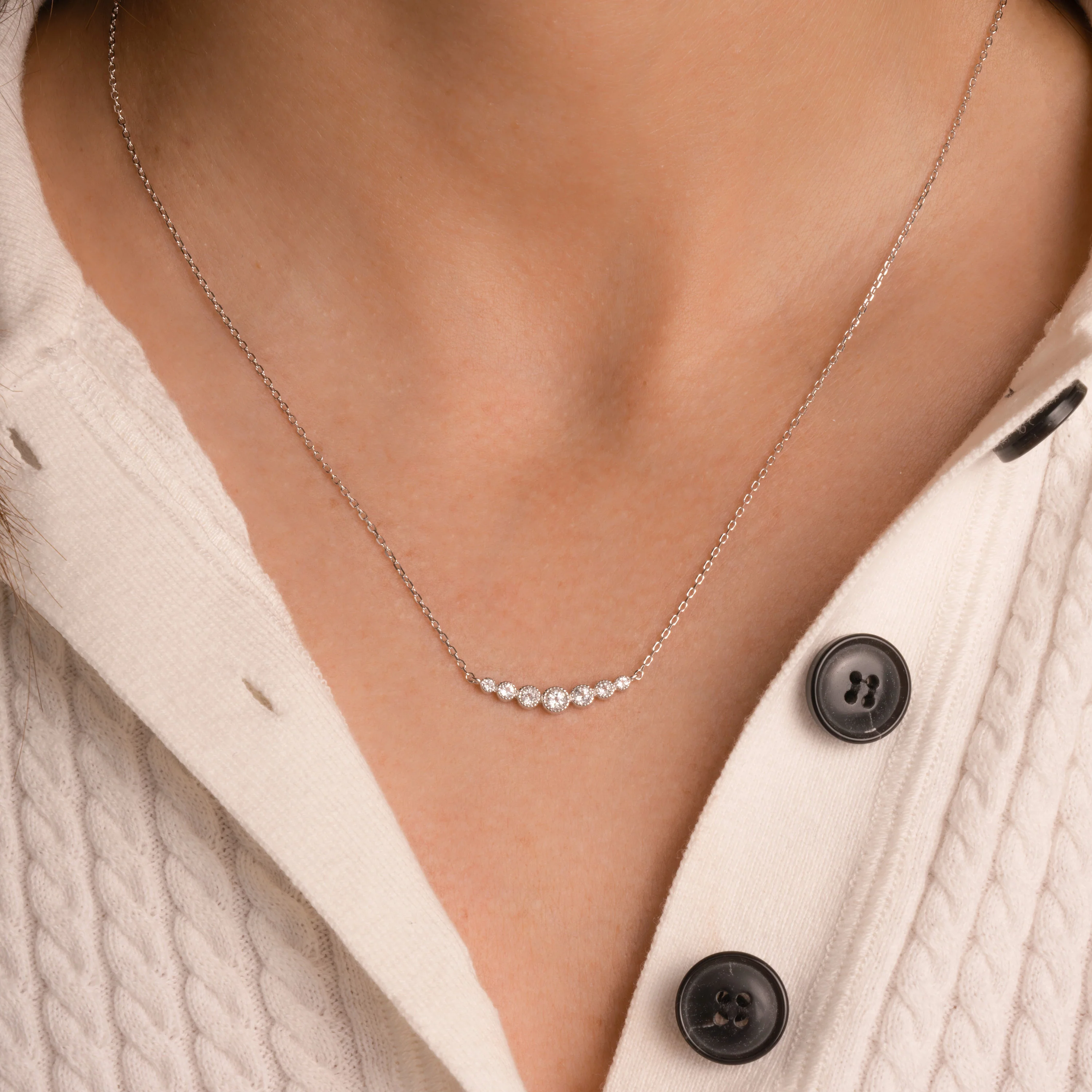 Bezeled Gradient Bar Necklace - Image 4