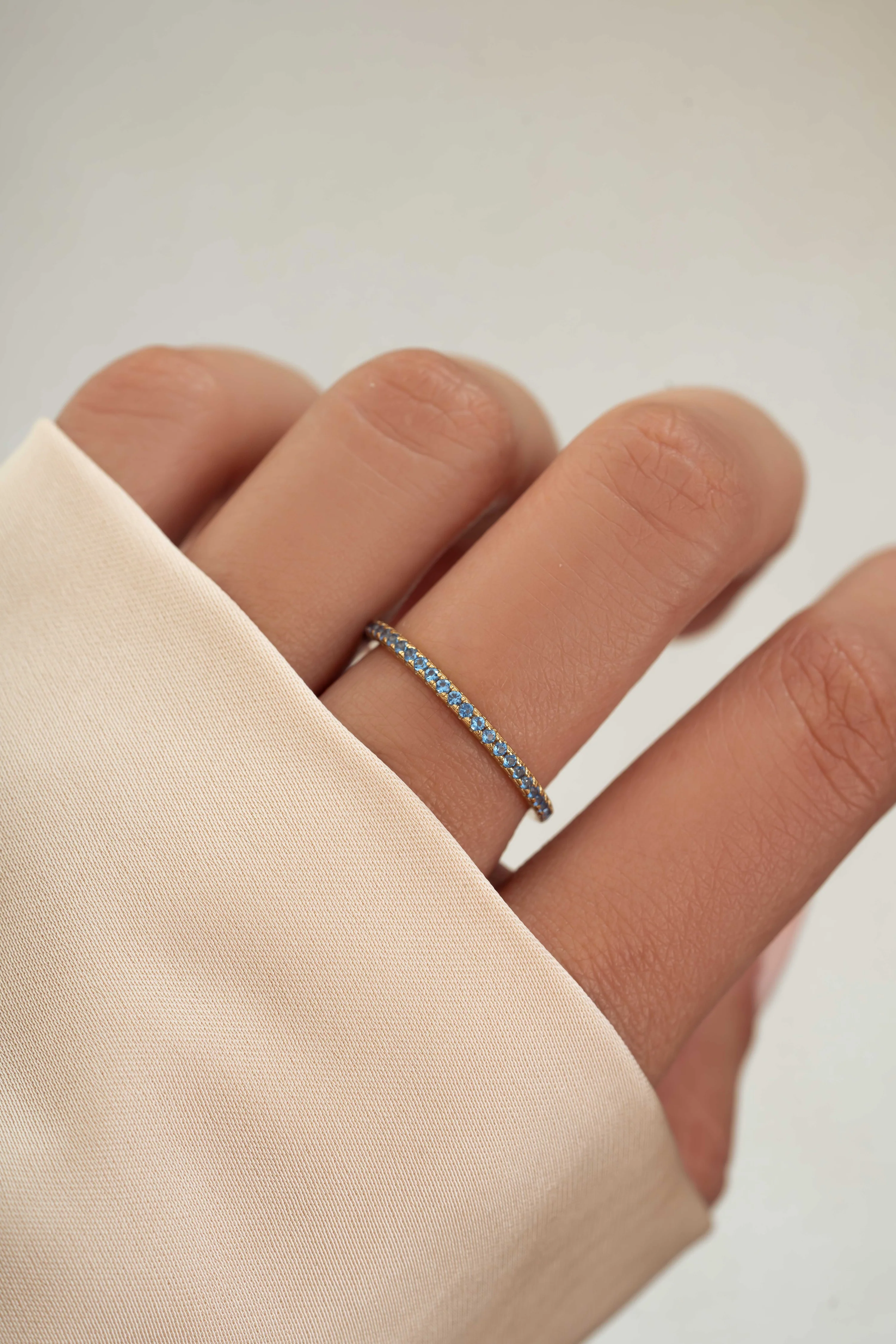 Blue Topaz Birthstone Eternity Ring - Image 2