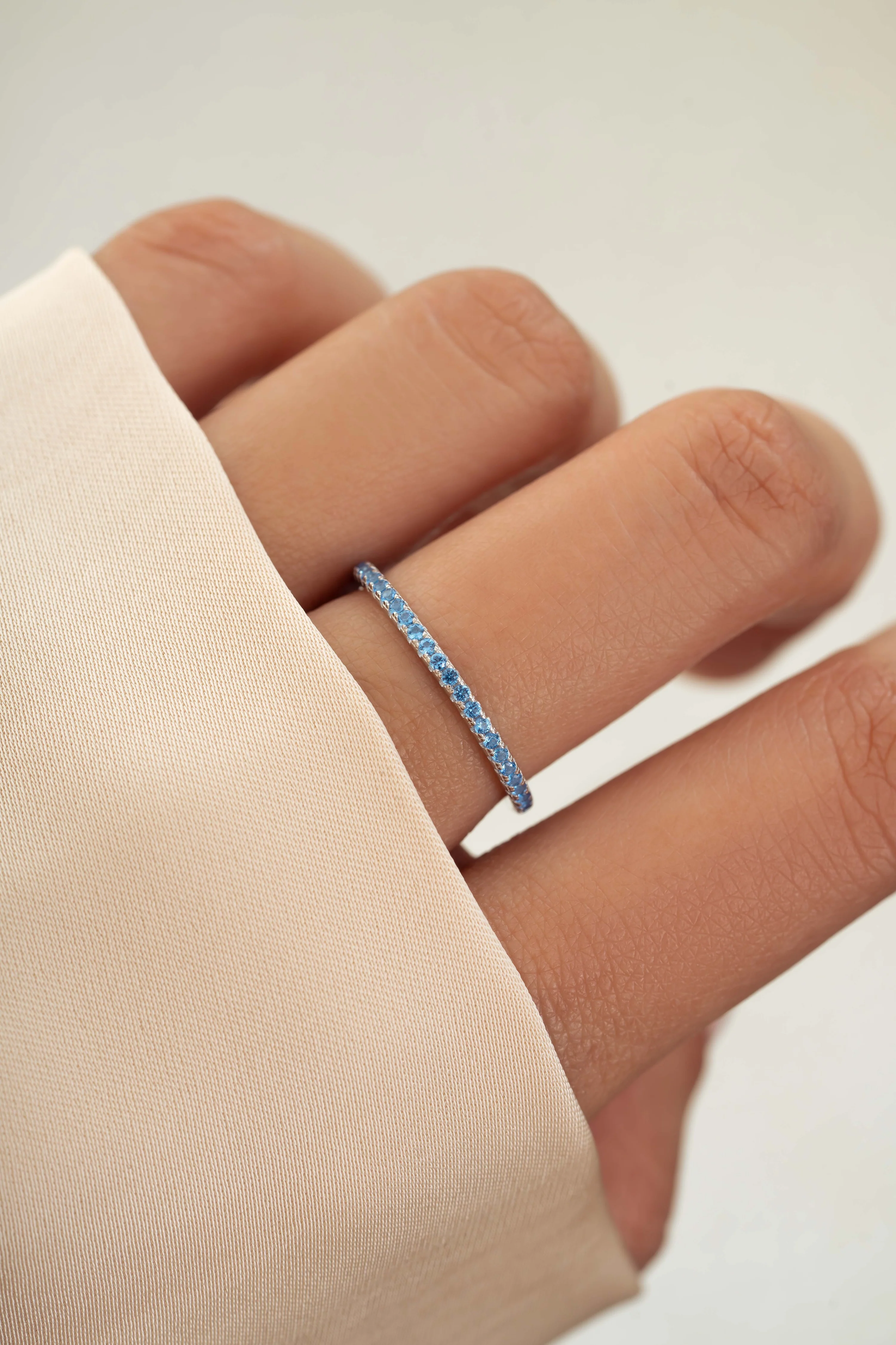 Blue Topaz Birthstone Eternity Ring - Image 5
