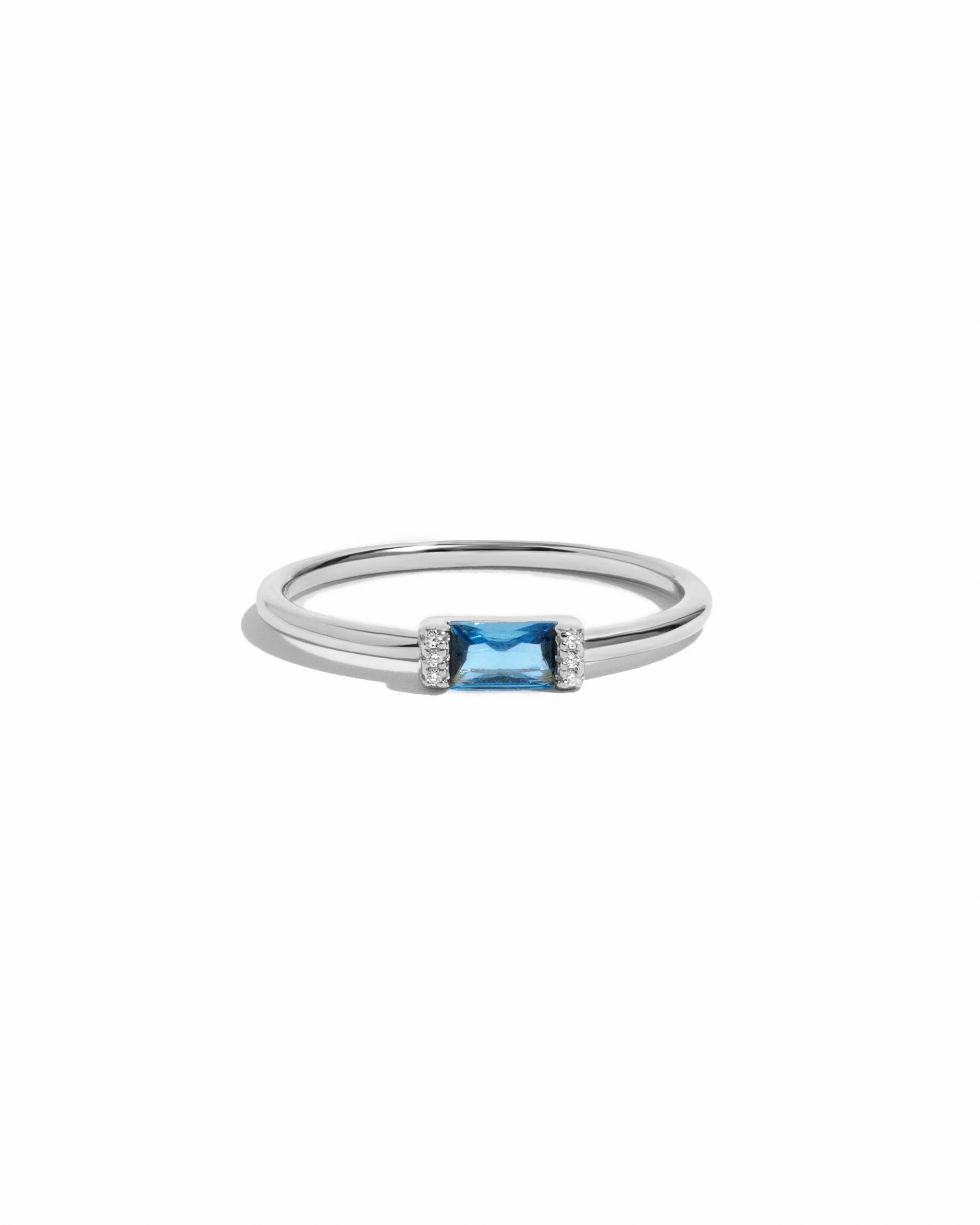 Blue Topaz Simple Baguette Ring - Image 10