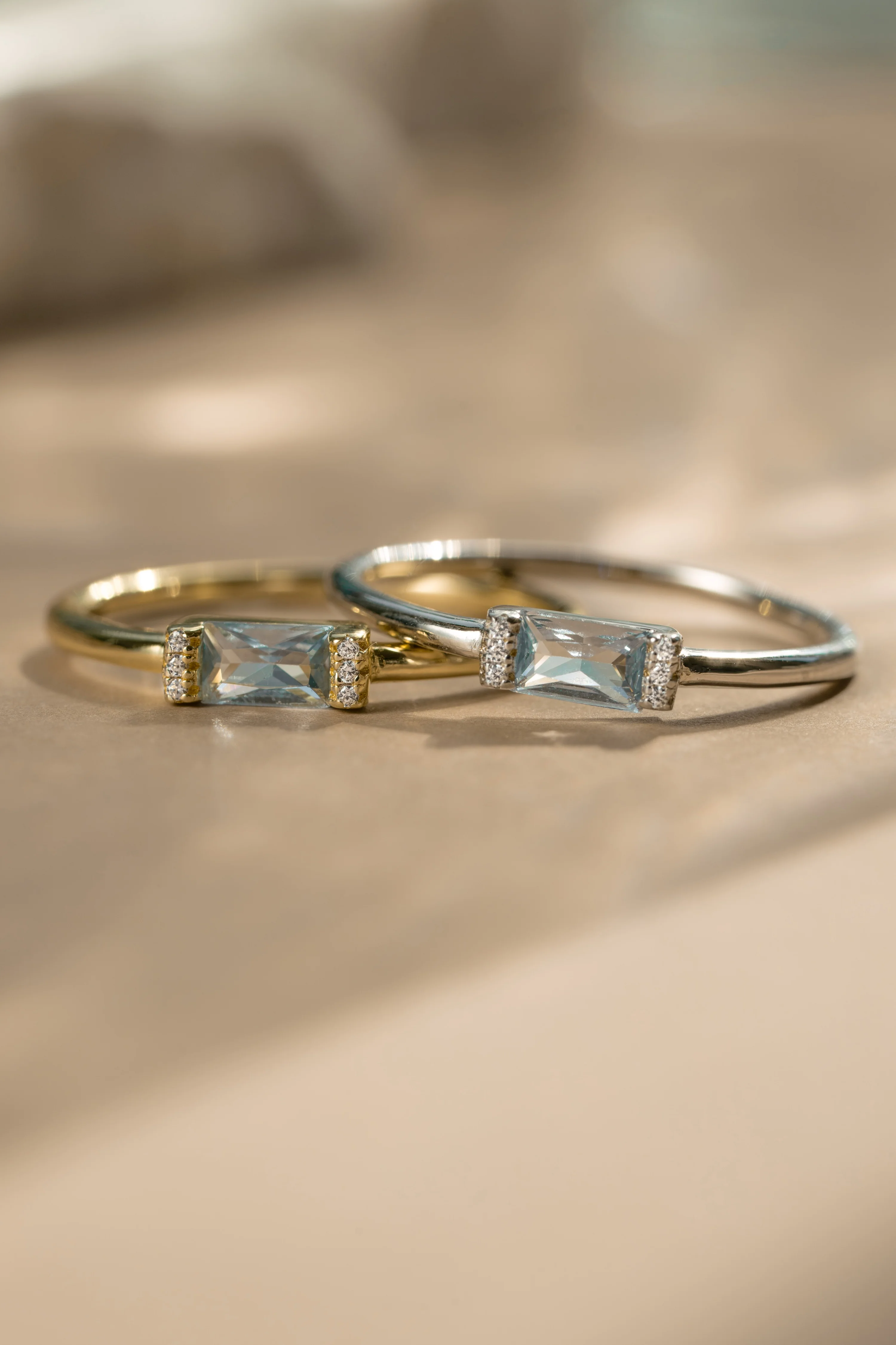 Blue Topaz Simple Baguette Ring - Image 3