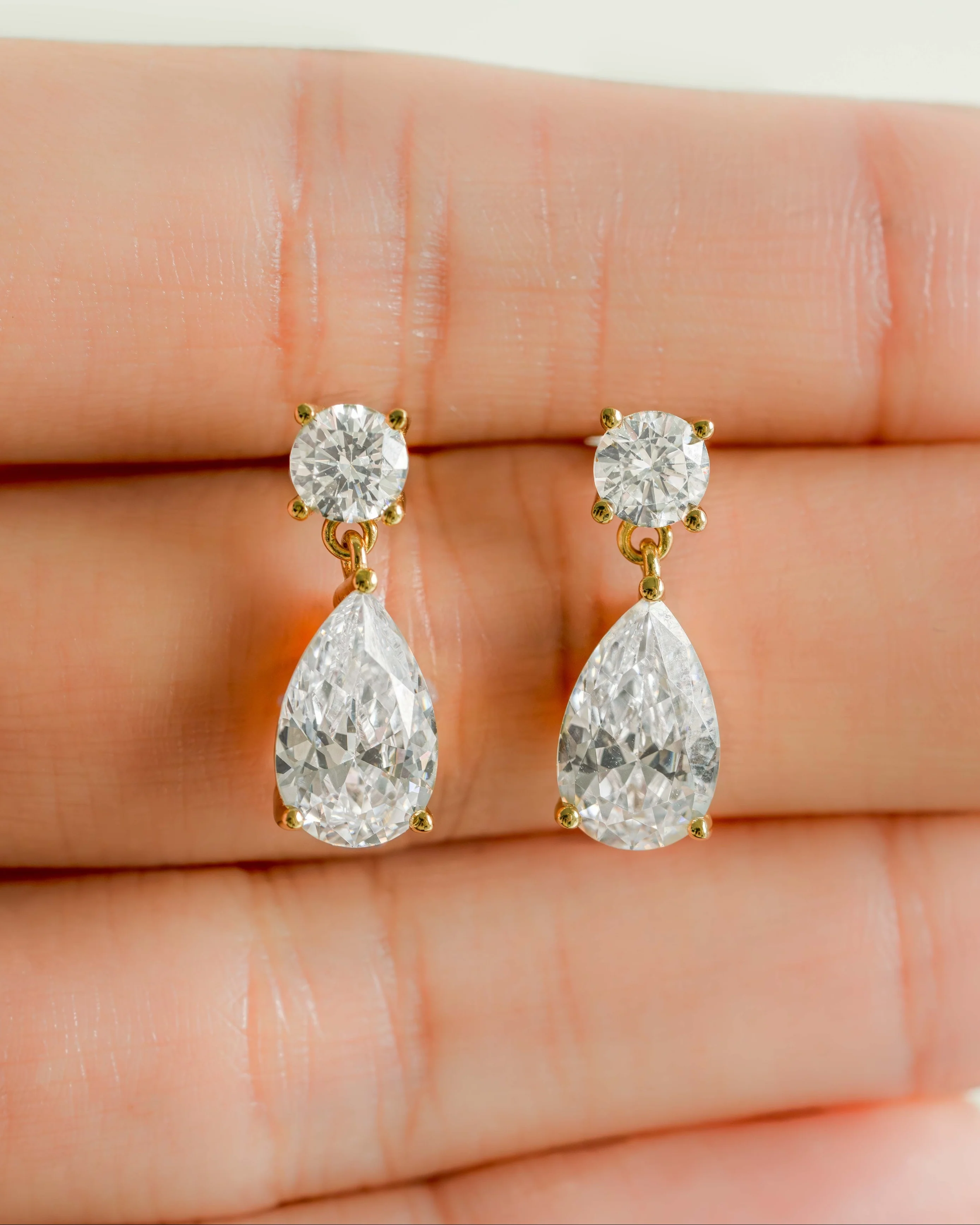 Camille Pear Drop Stud Earrings - Image 10