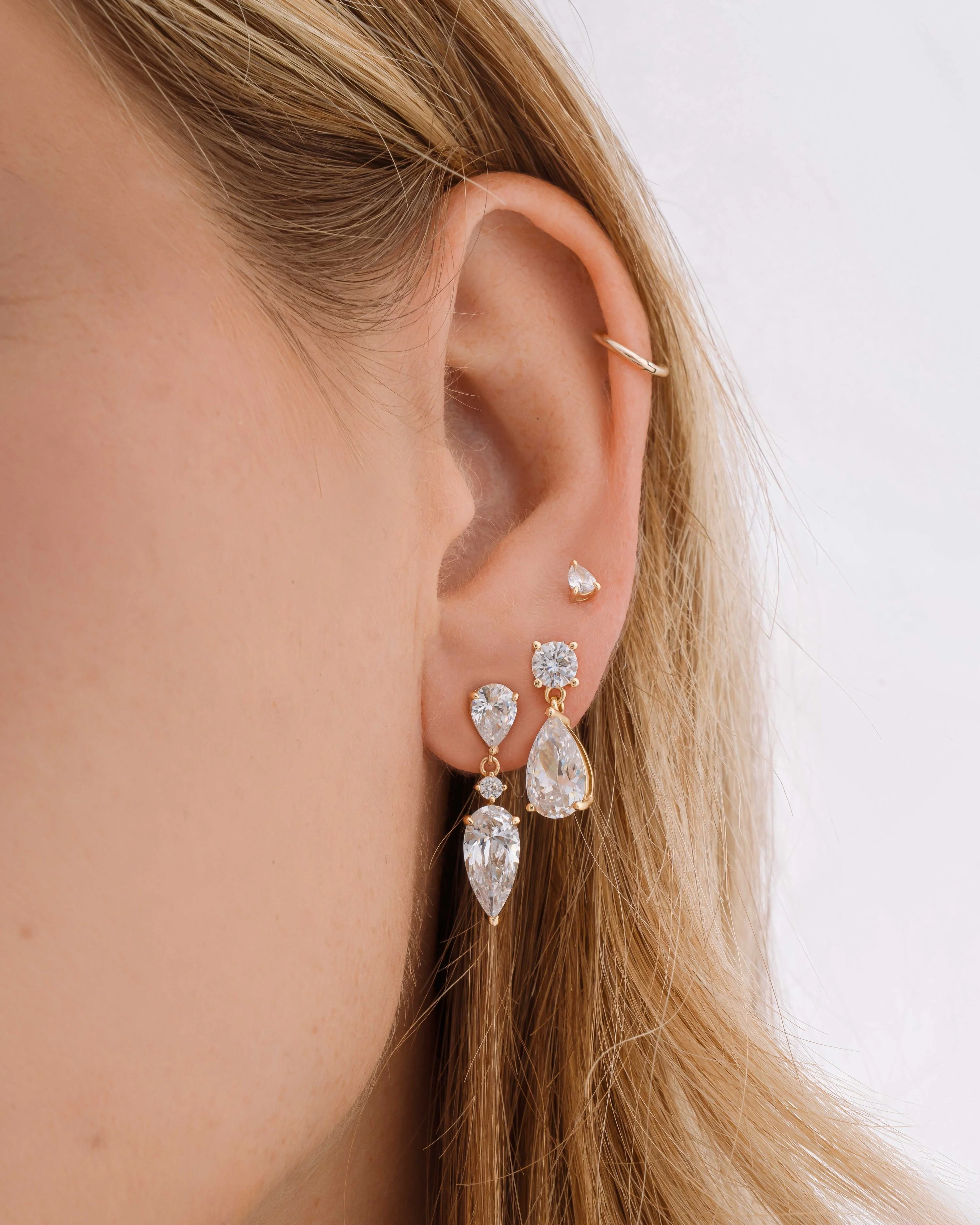 Camille Pear Drop Stud Earrings - Image 6