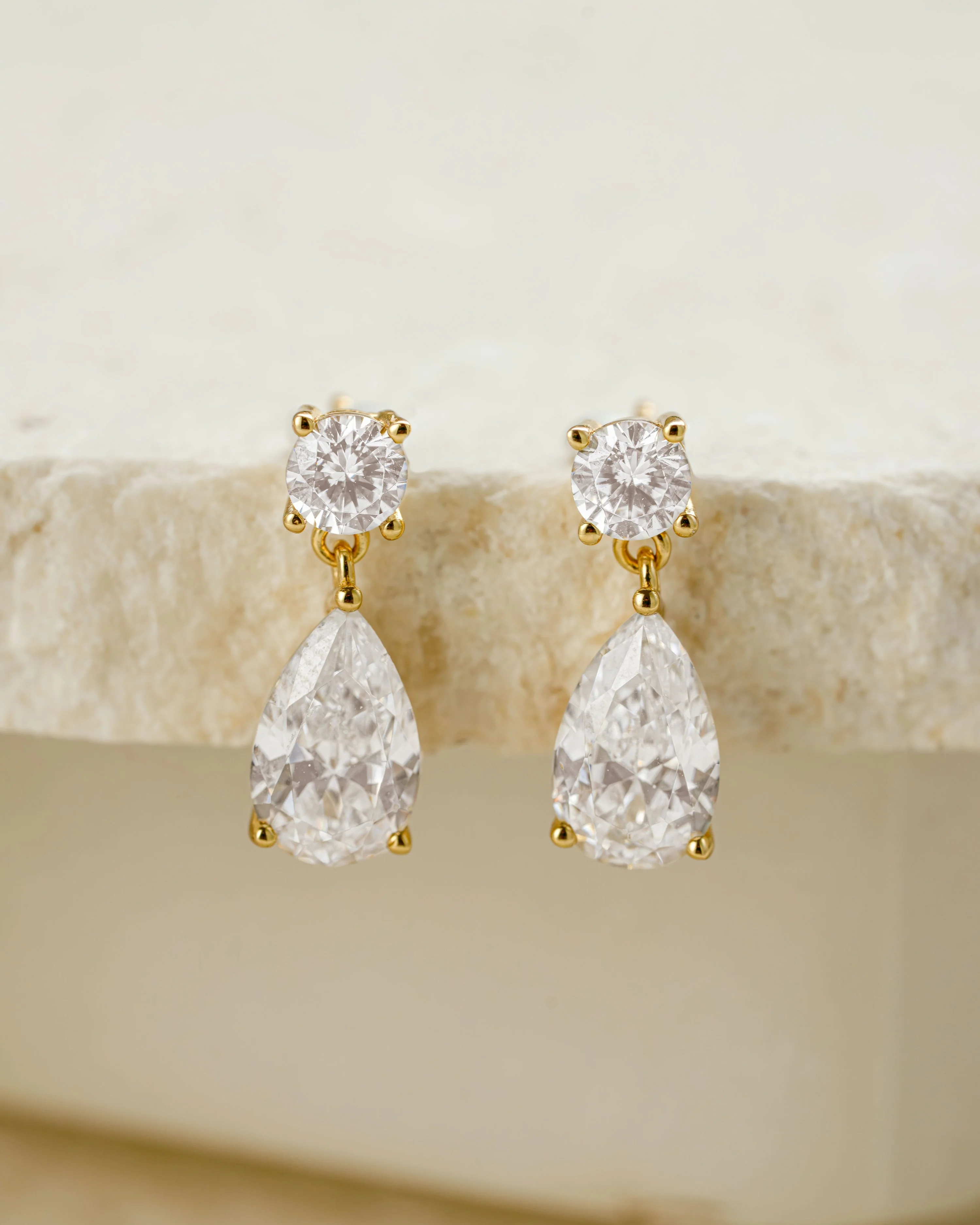 Camille Pear Drop Stud Earrings - Image 9