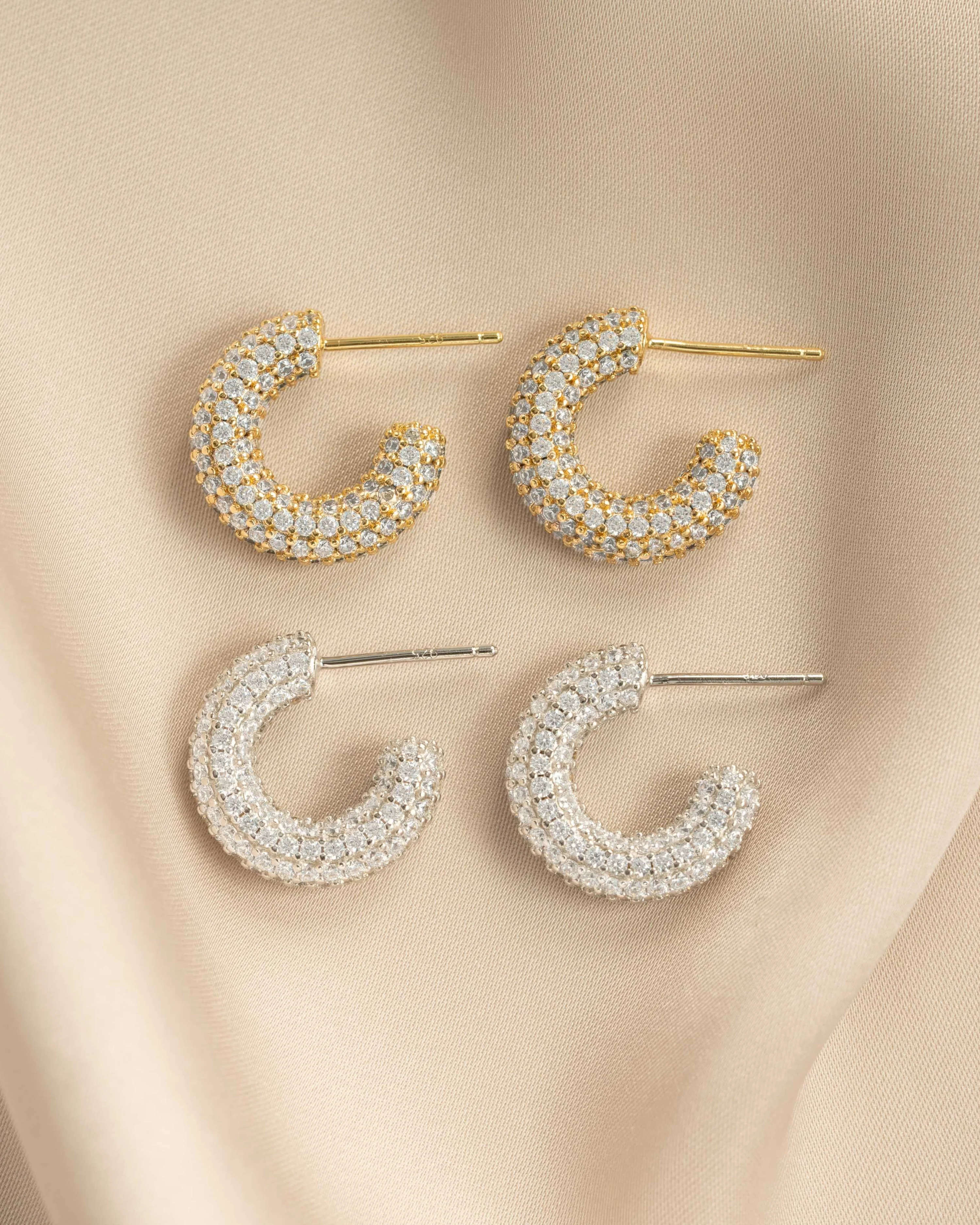Chunky Pavé Hoop Earrings - Image 3