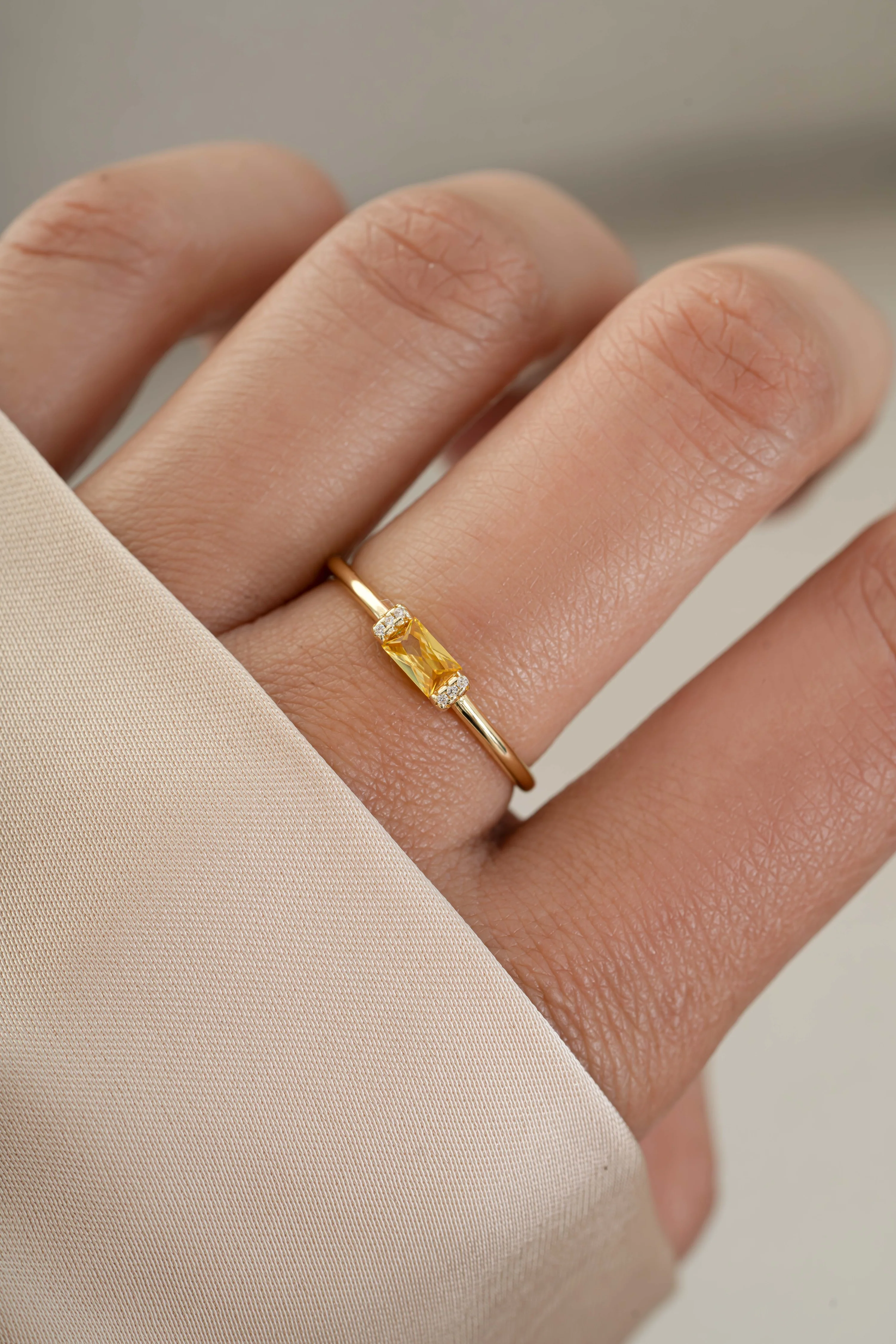 Citrine Simple Baguette Ring - Image 2
