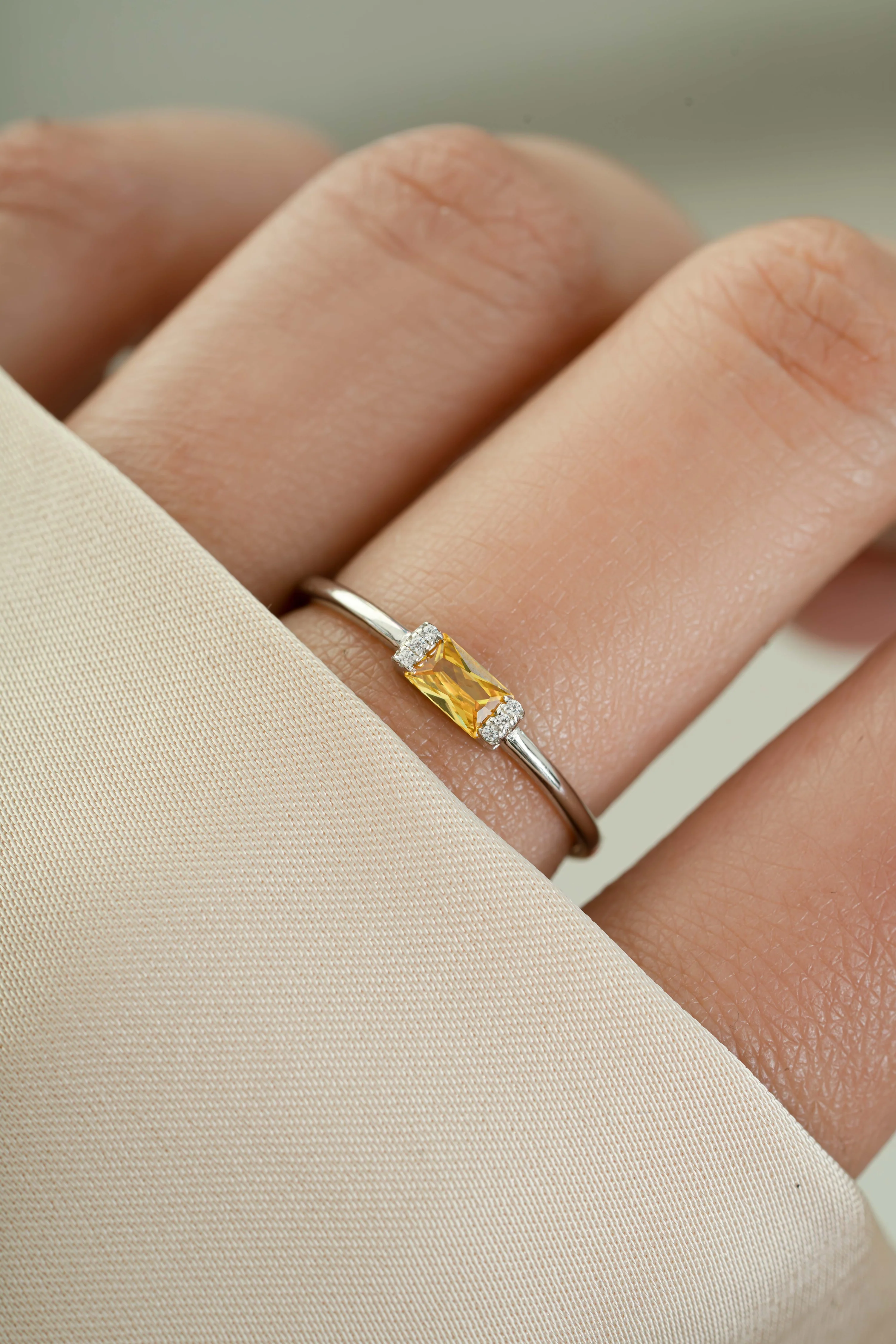 Citrine Simple Baguette Ring - Image 4