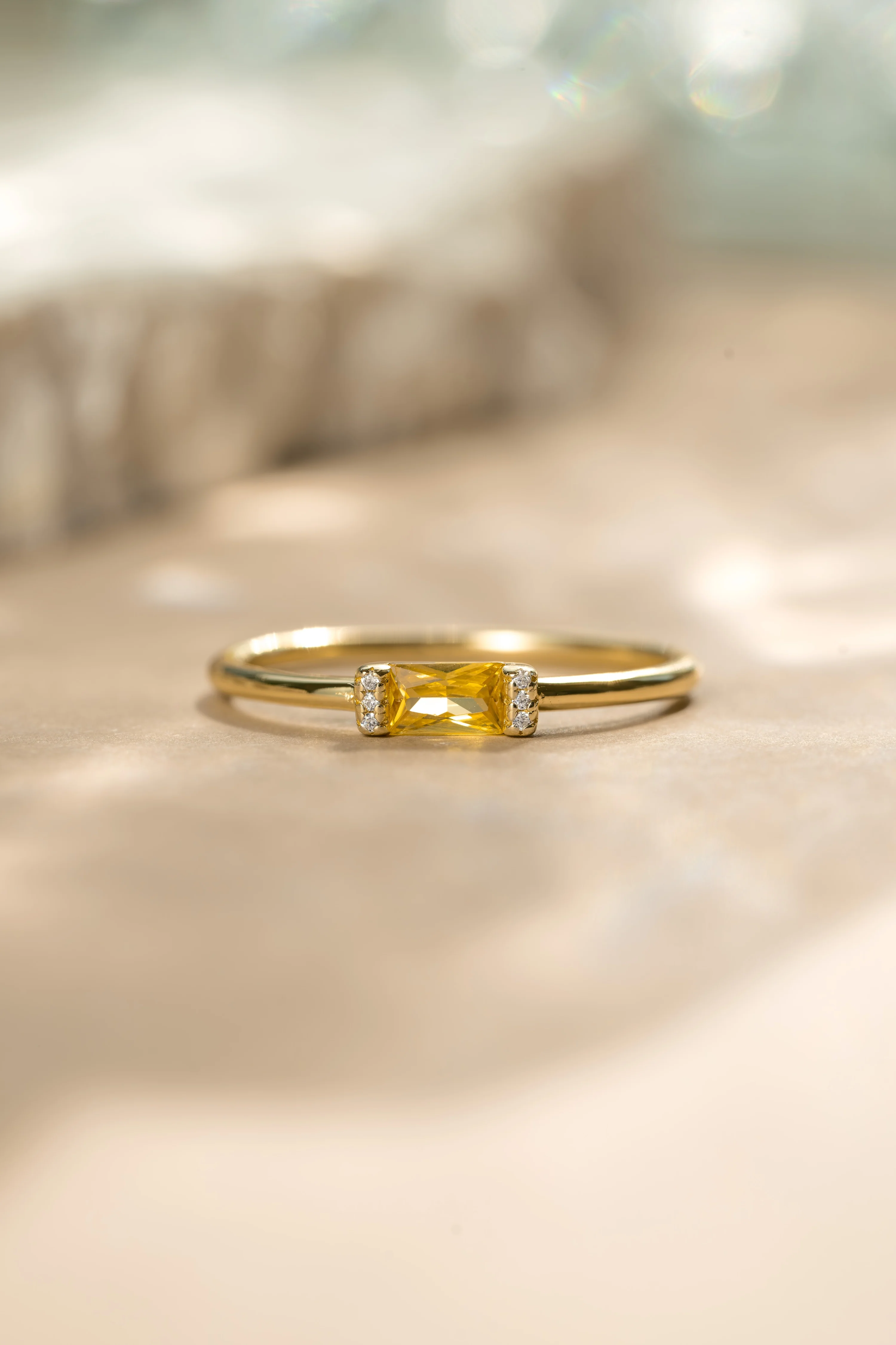 Citrine Simple Baguette Ring - Image 5