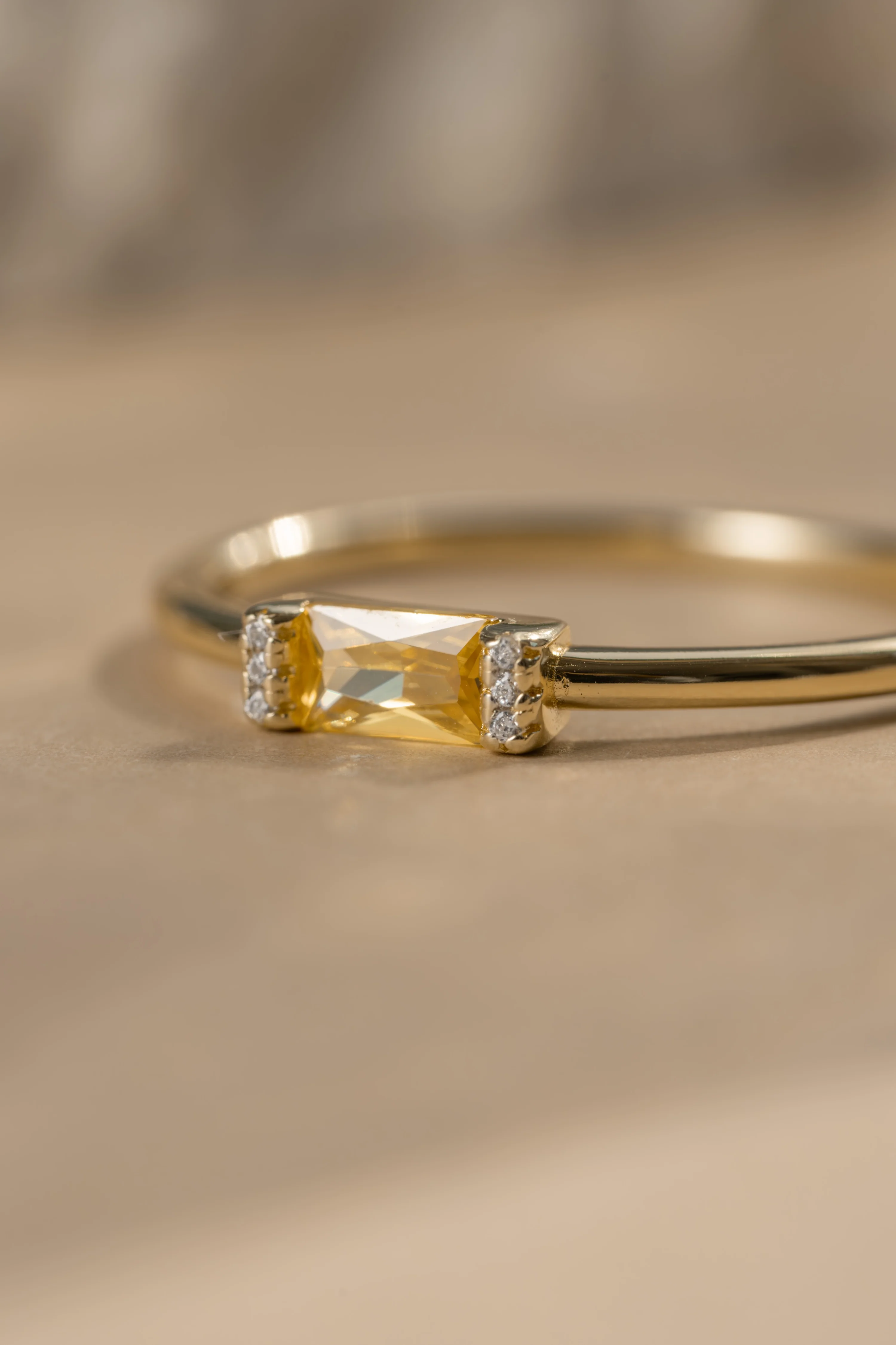 Citrine Simple Baguette Ring - Image 6