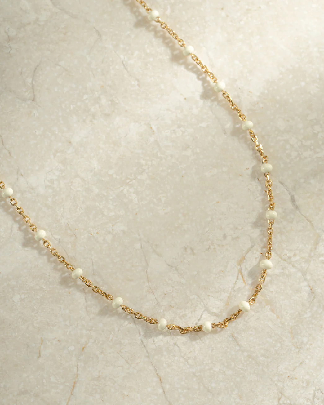 Cream Enamel Beaded Necklace - Image 3