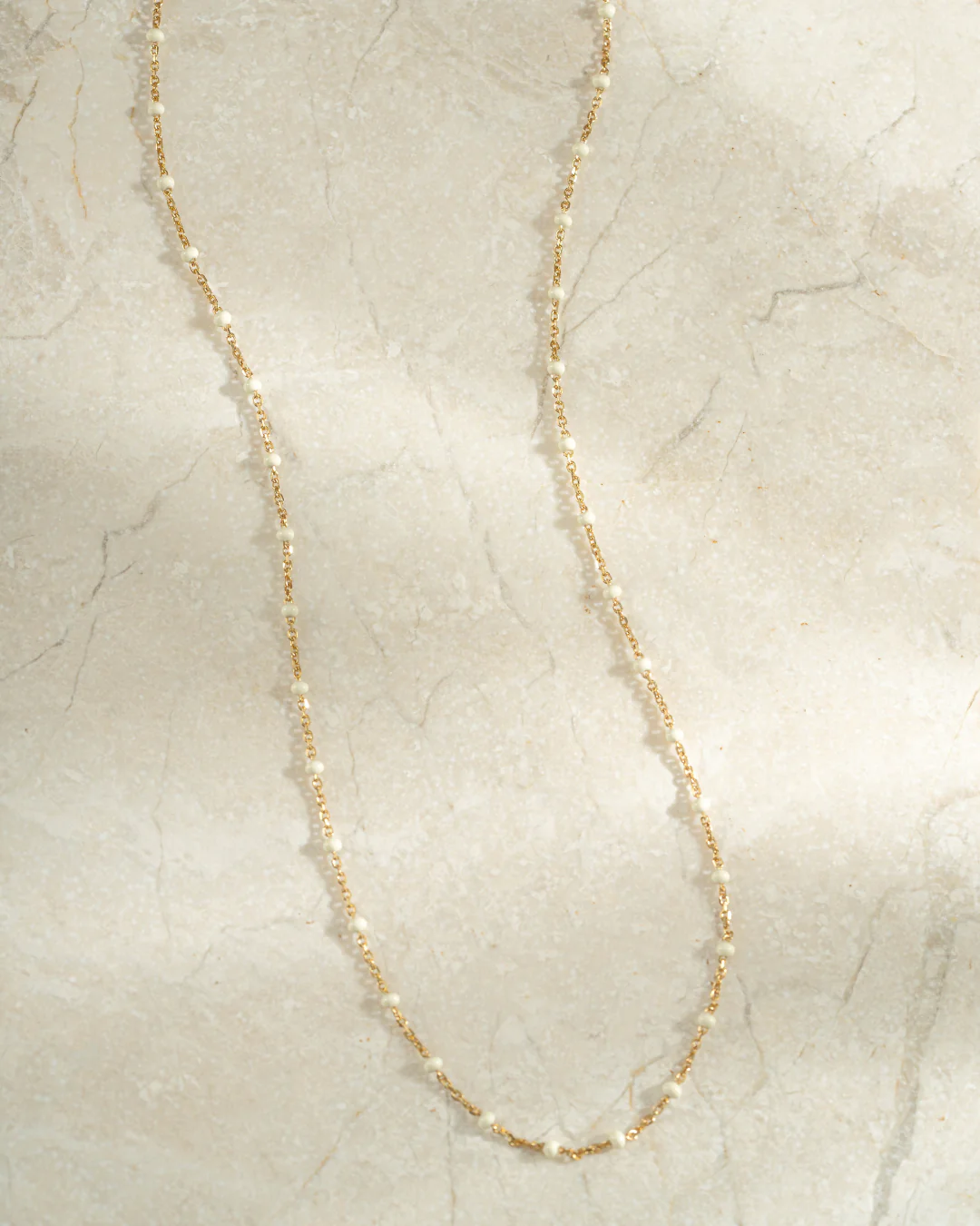 Cream Enamel Beaded Necklace - Image 6