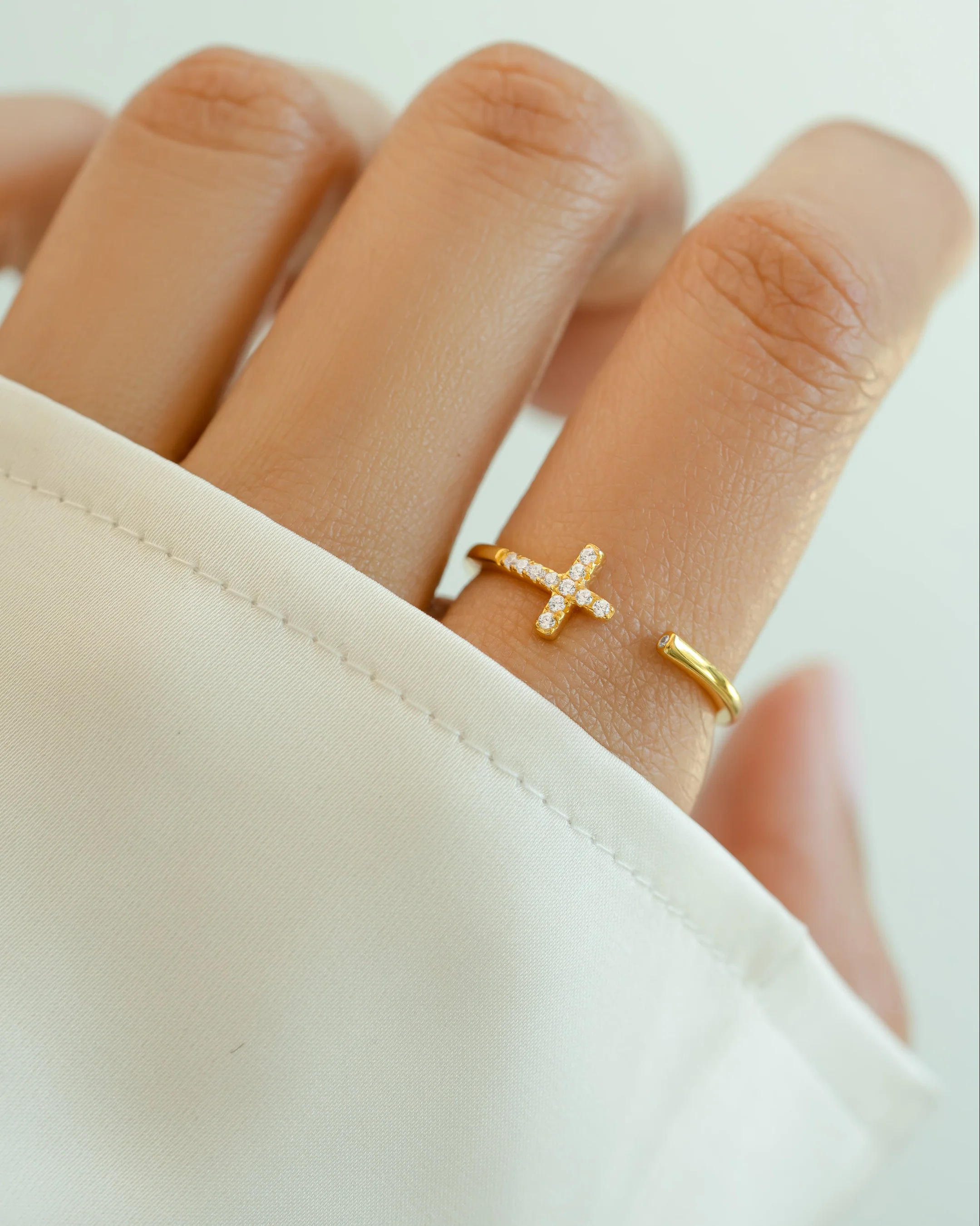 Cross Open Cuff Ring - Image 2