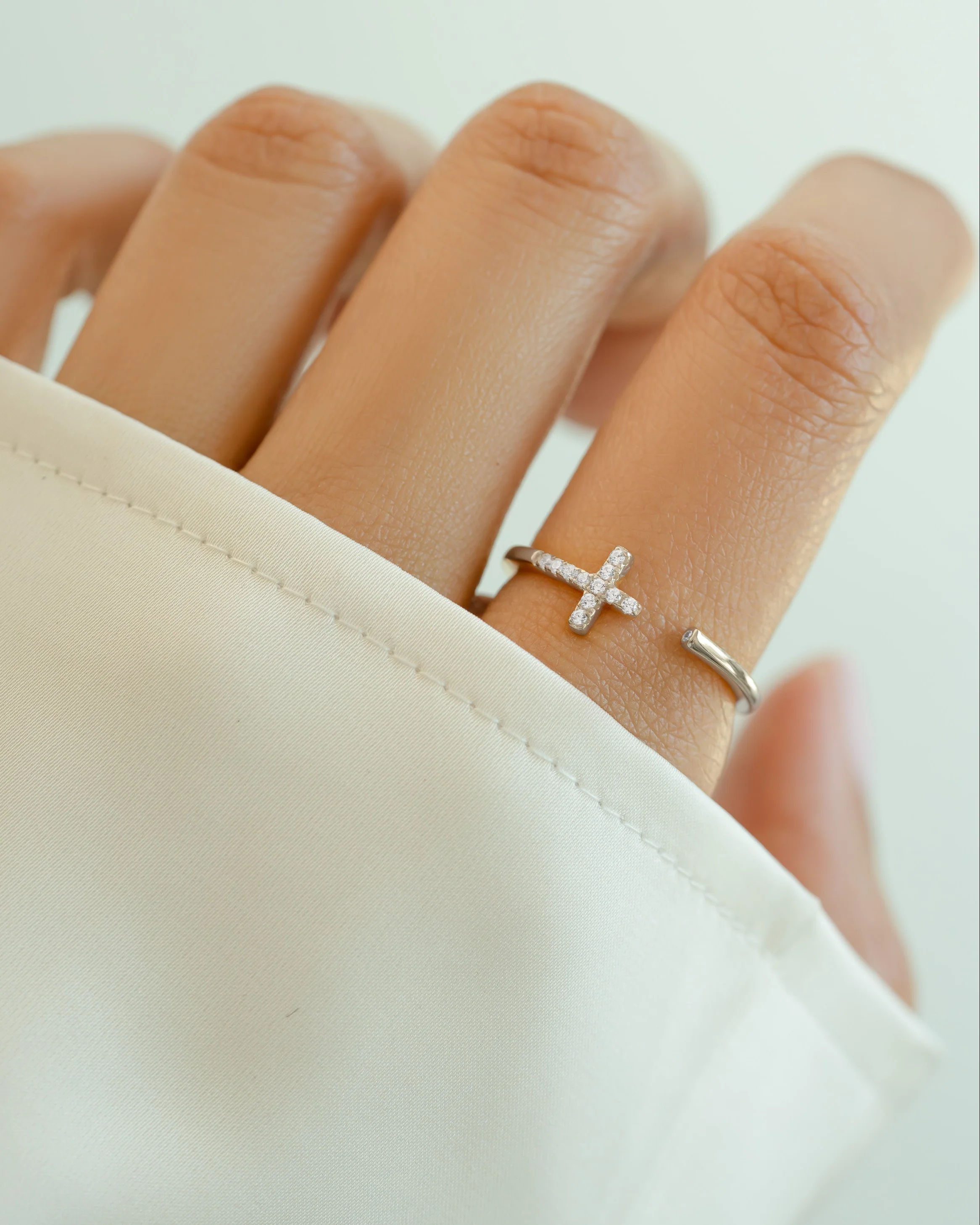 Cross Open Cuff Ring - Image 4