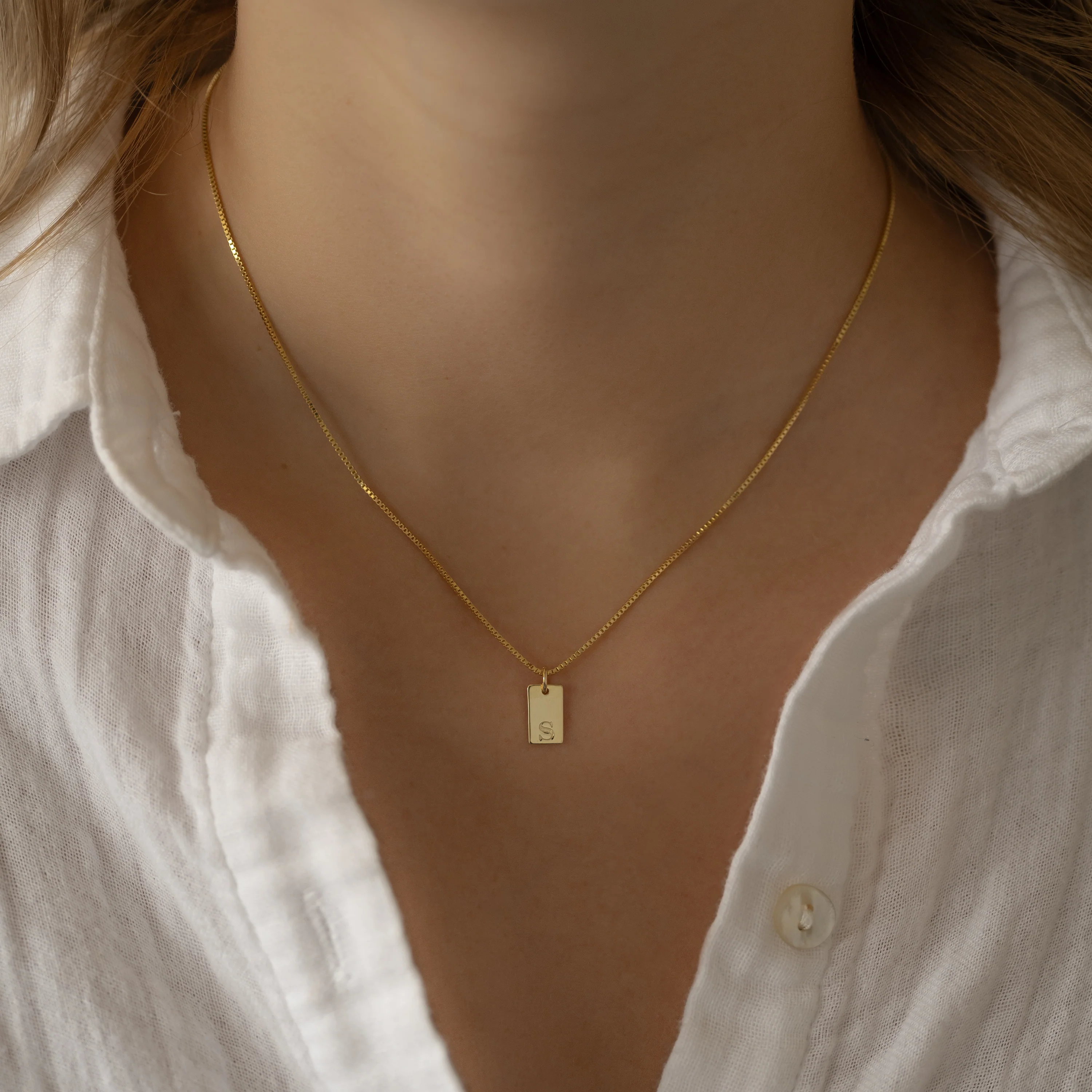 Custom Dainty Initial Tag Necklace - Image 2