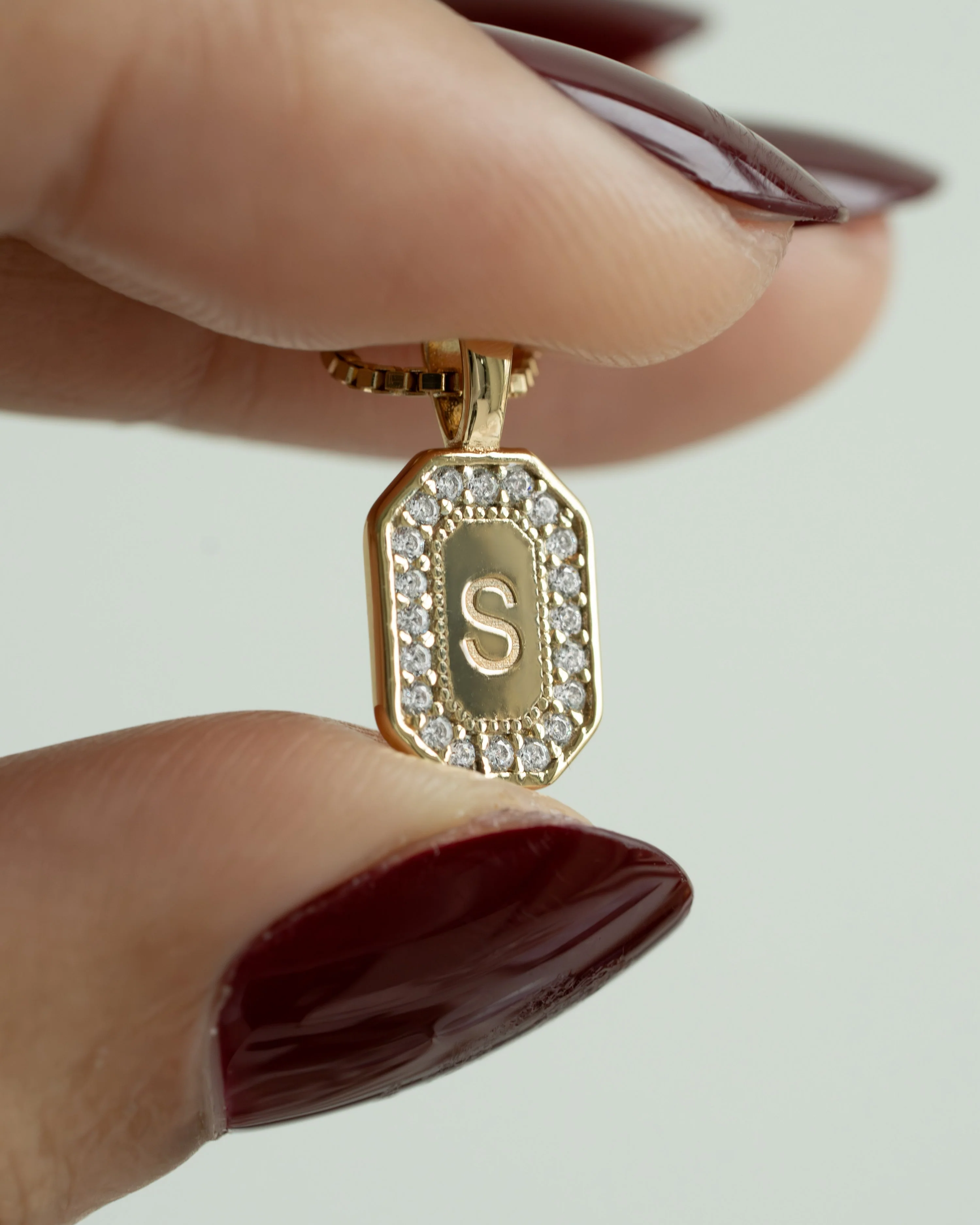 Custom Initial Studded Pendant Necklace - Image 10