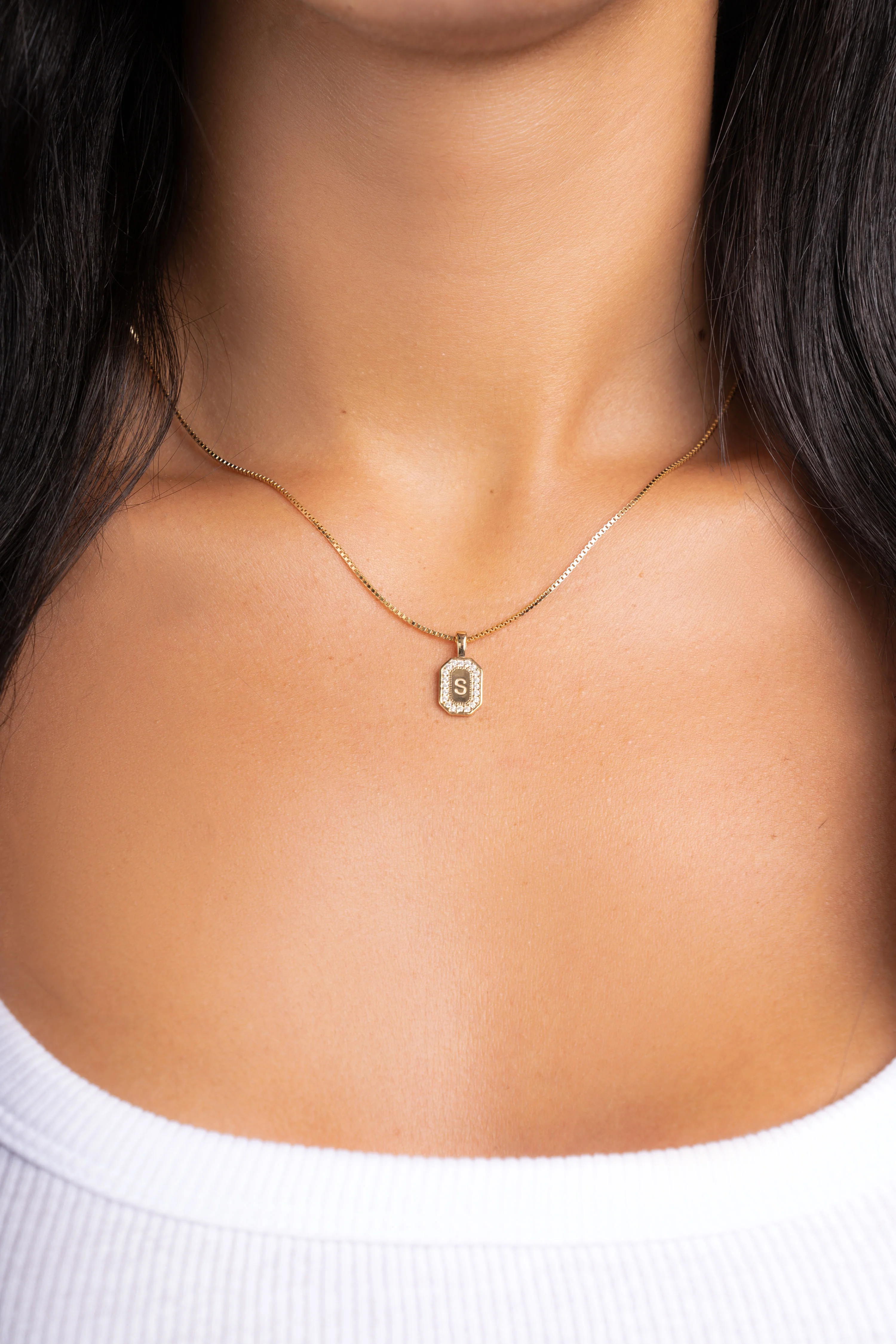 Custom Initial Studded Pendant Necklace - Image 2
