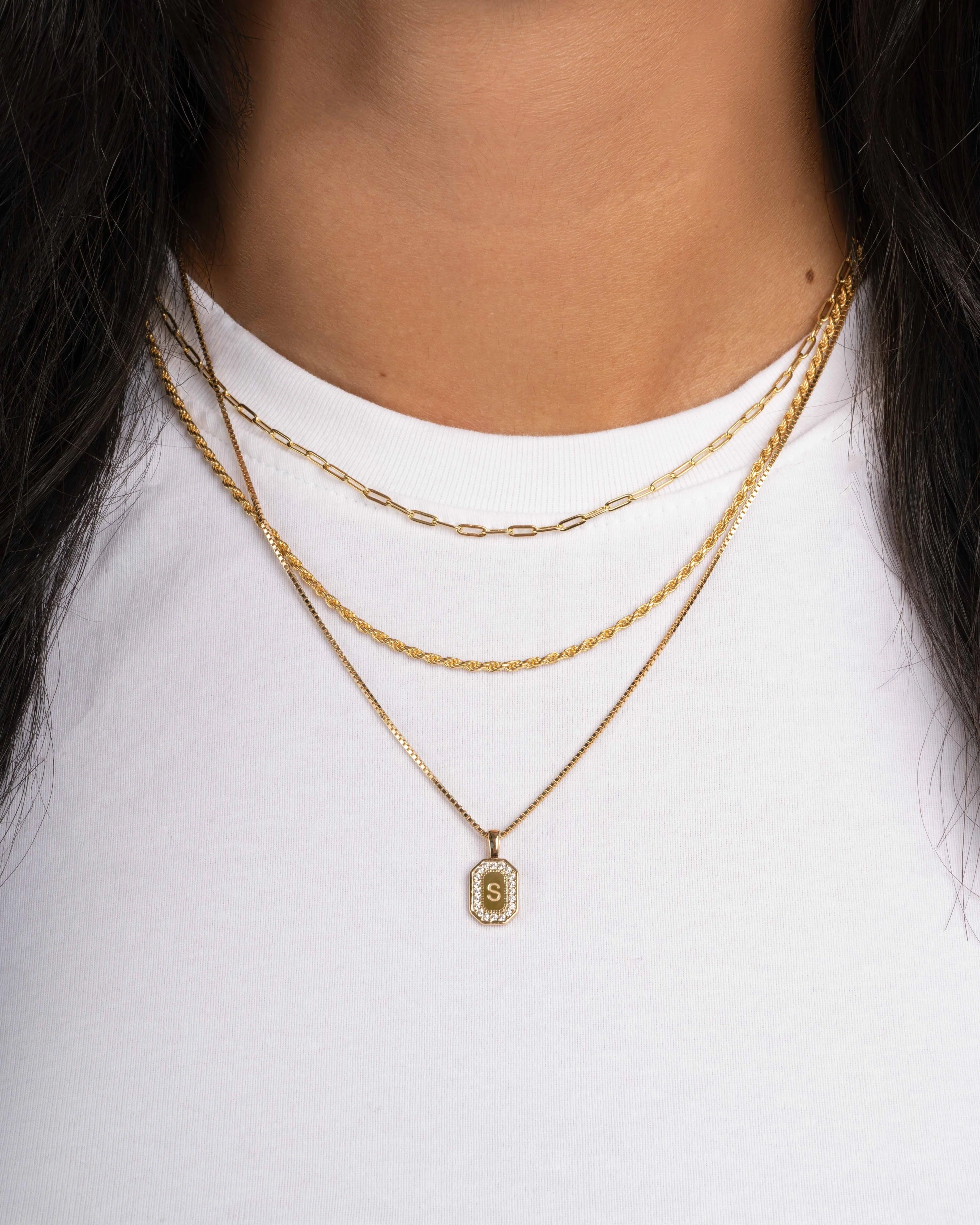 Custom Initial Studded Pendant Necklace - Image 4