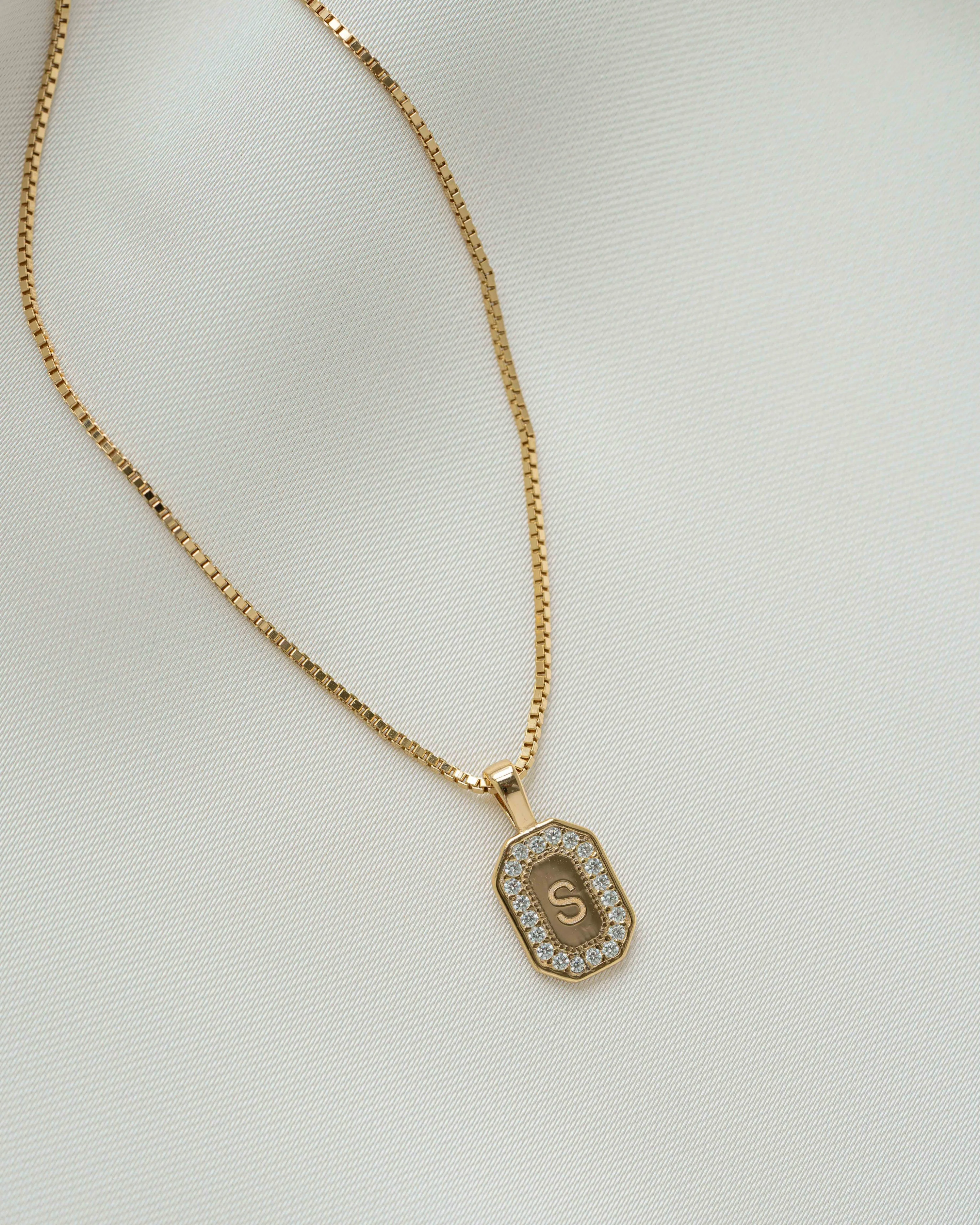 Custom Initial Studded Pendant Necklace - Image 7