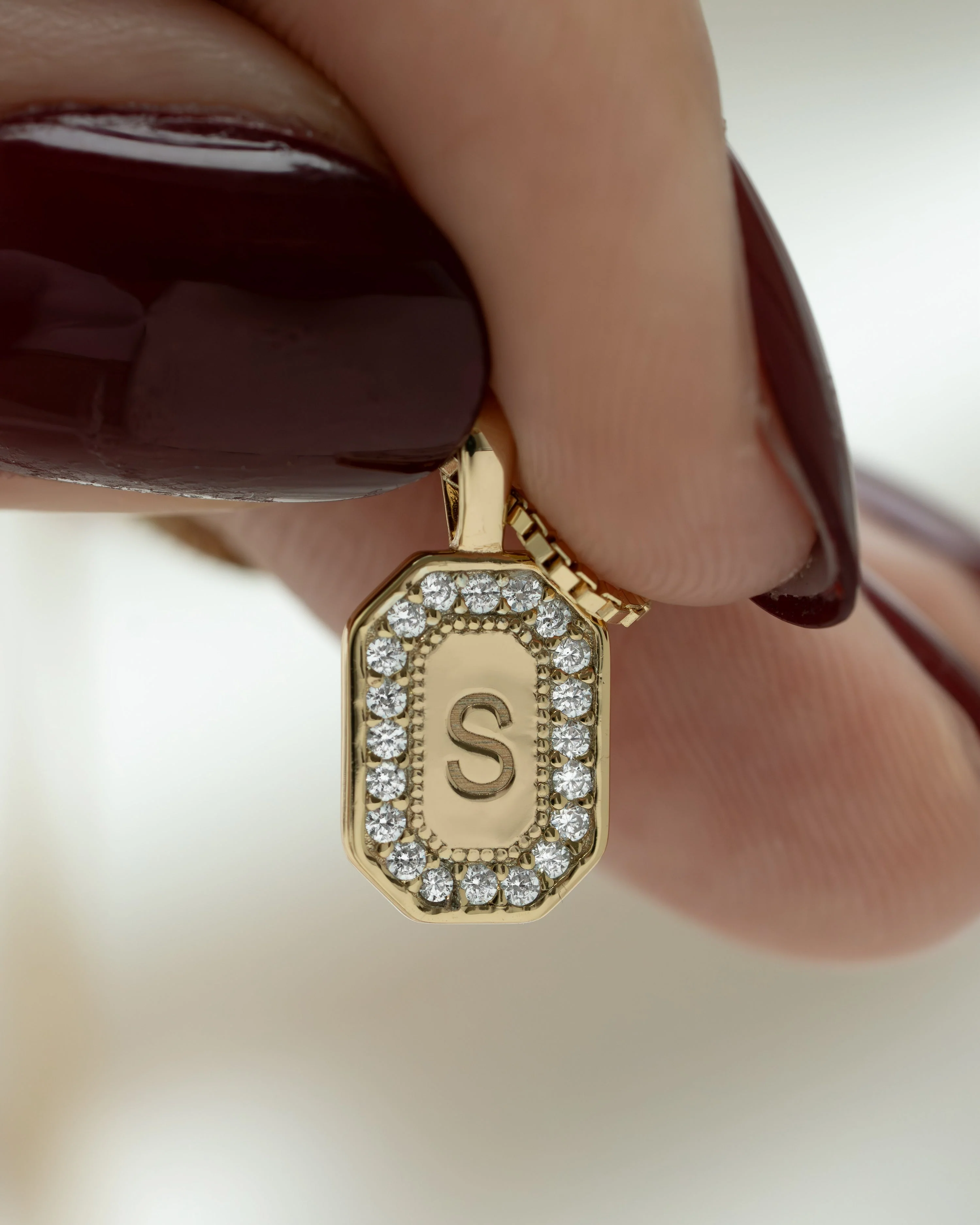 Custom Initial Studded Pendant Necklace - Image 8