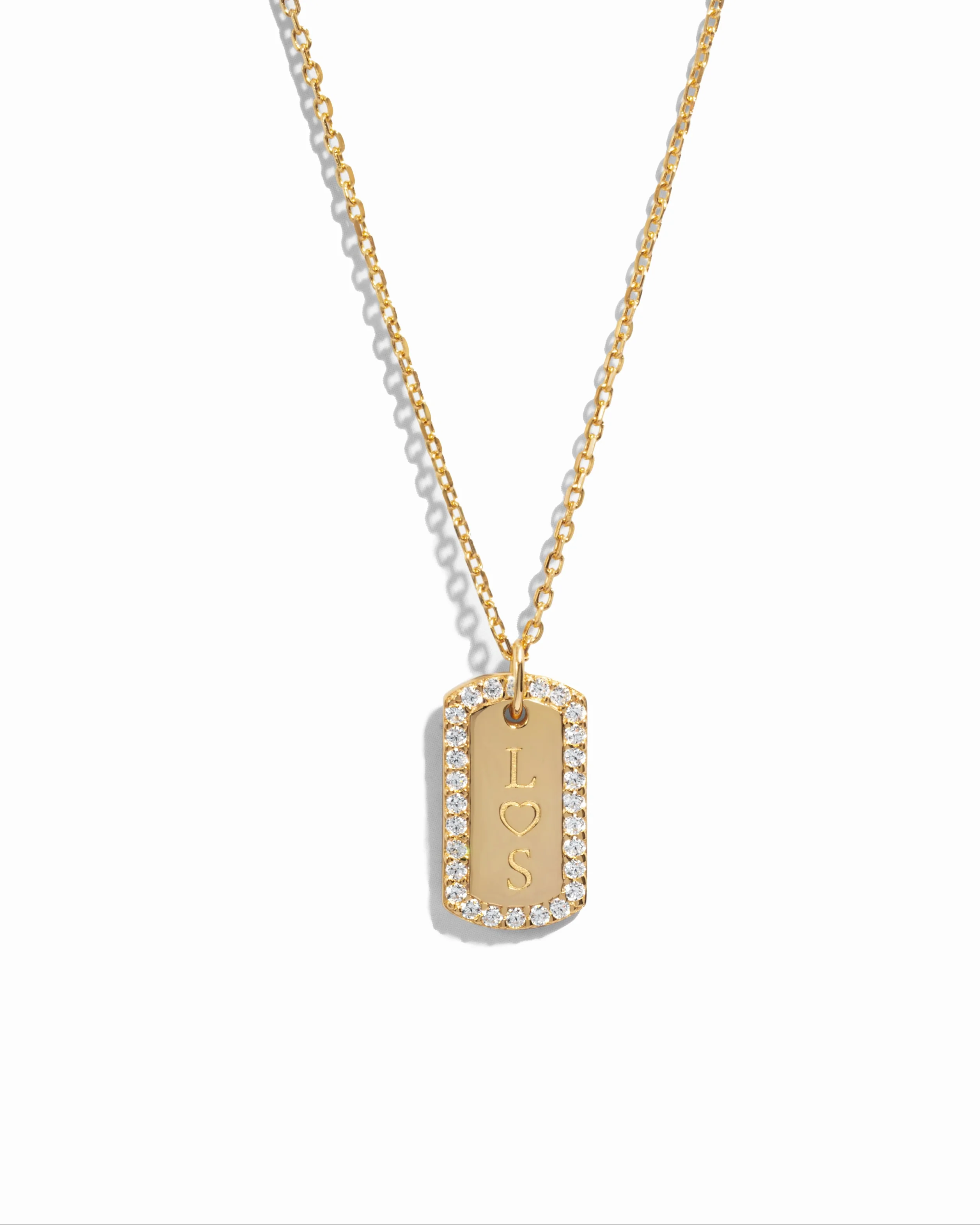 Custom Pavé Tag Necklace