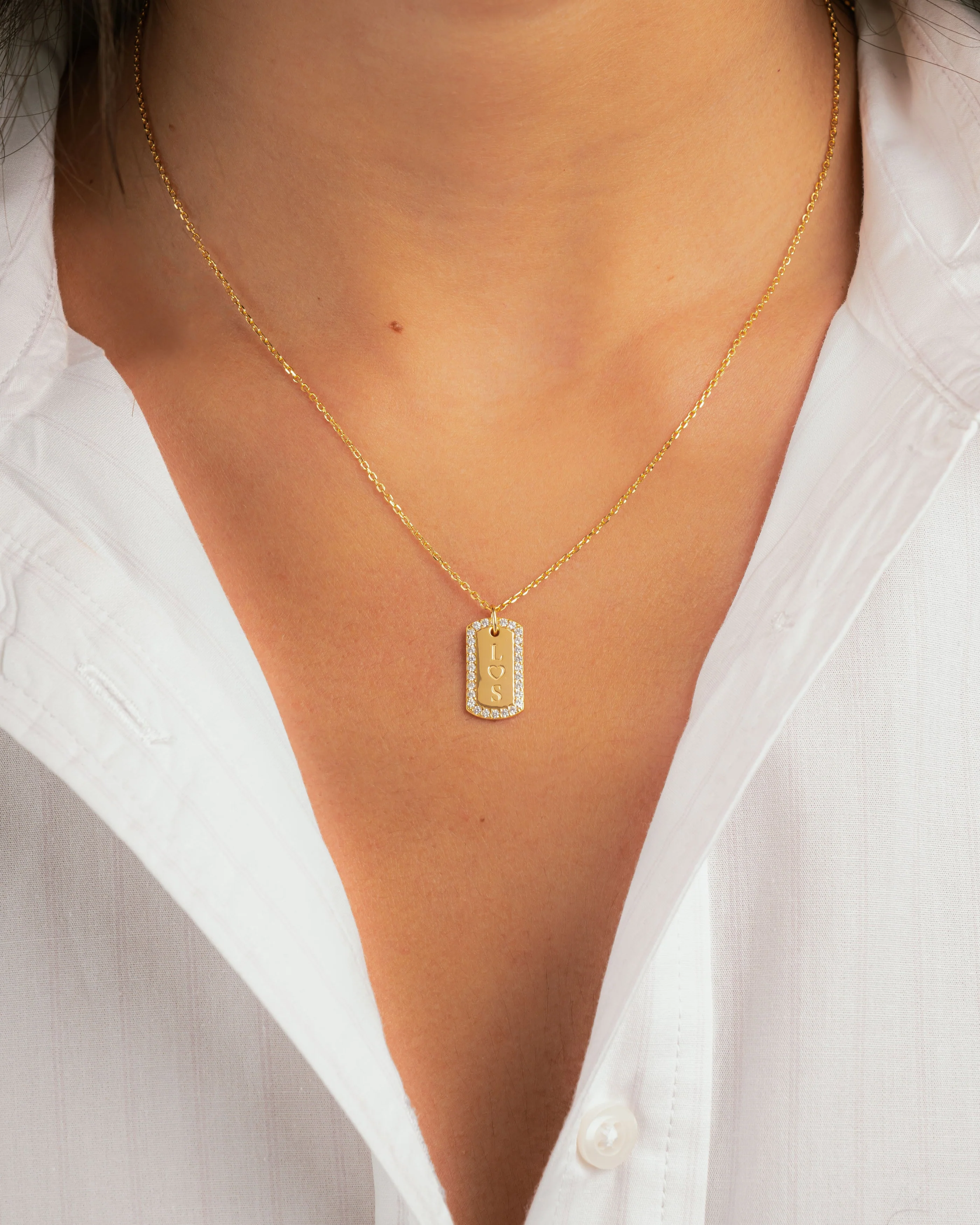 Custom Pavé Tag Necklace - Image 3