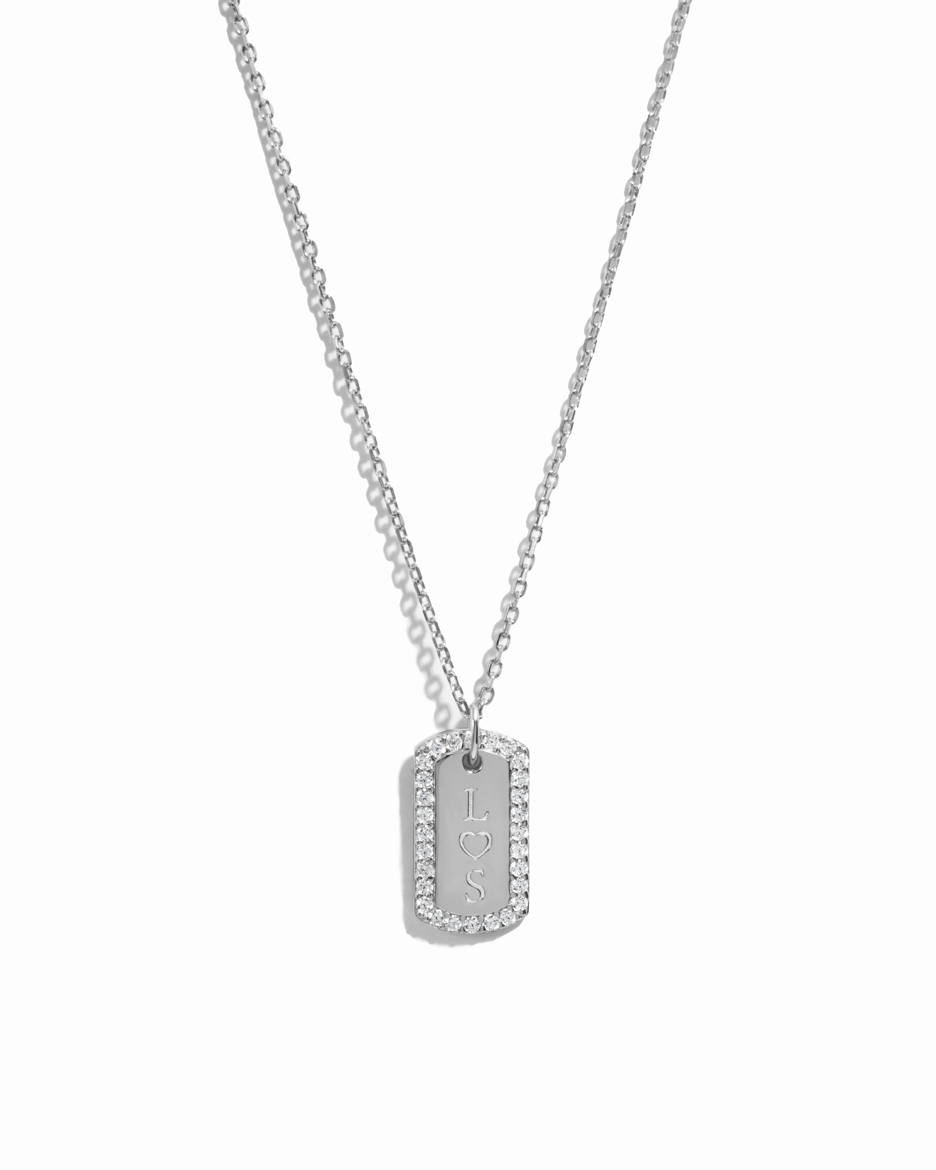 Custom Pavé Tag Necklace - Image 4