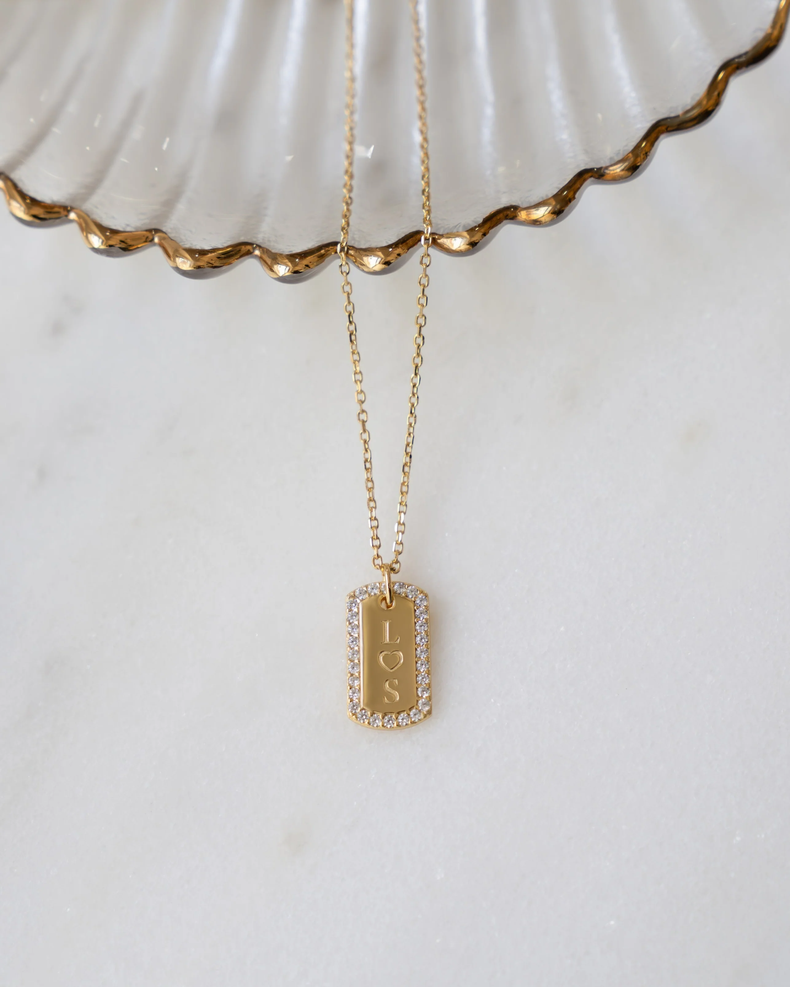 Custom Pavé Tag Necklace - Image 5