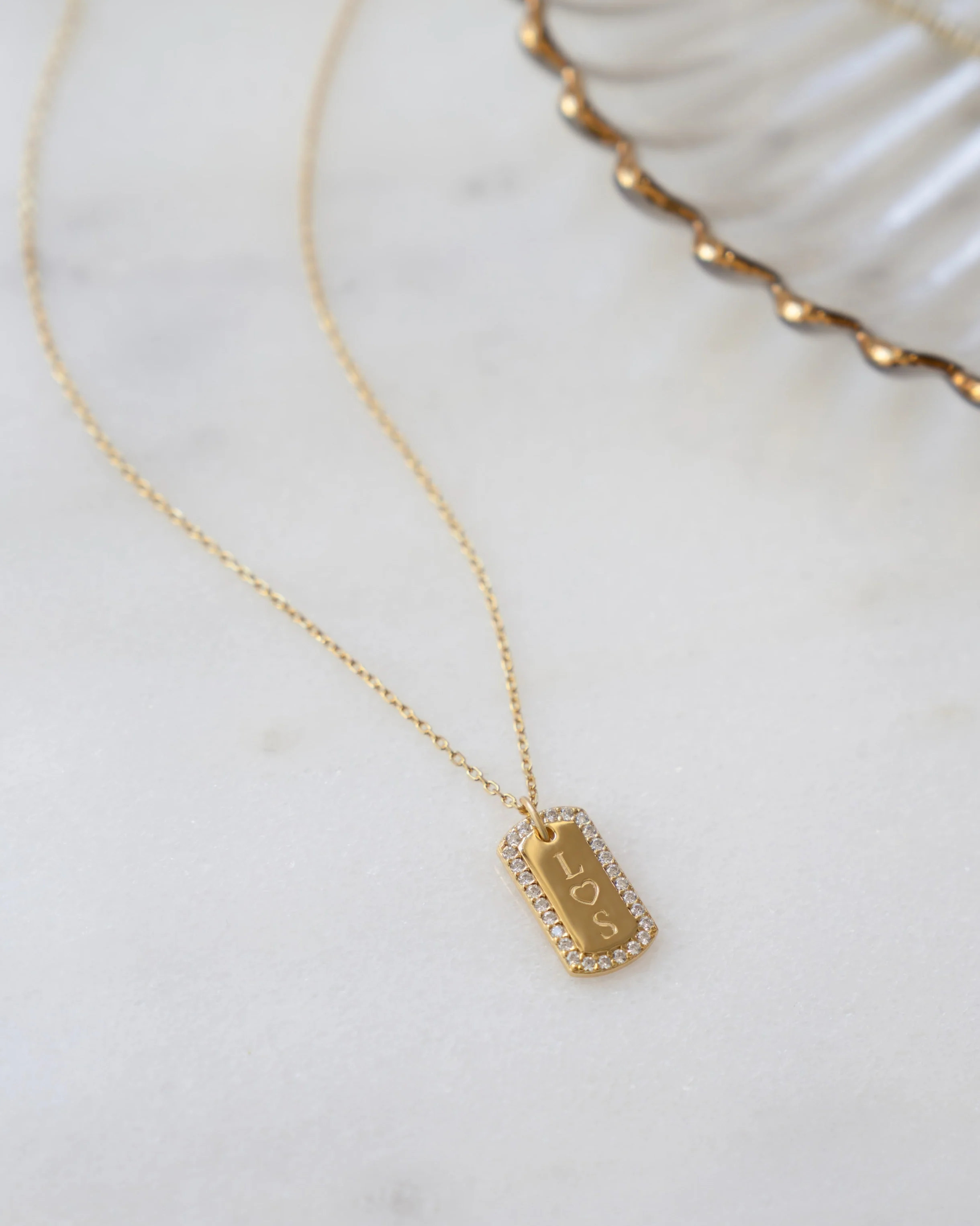 Custom Pavé Tag Necklace - Image 6
