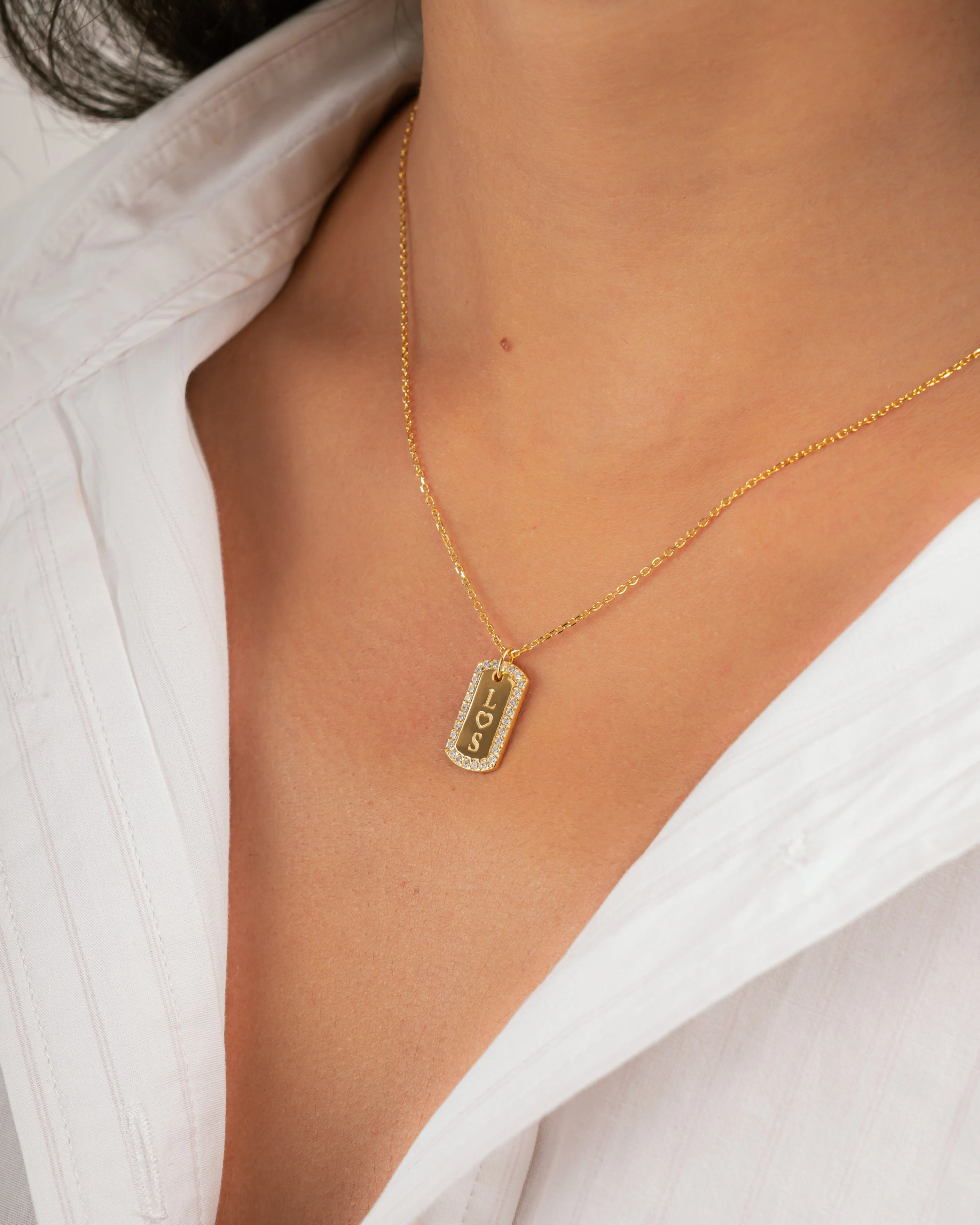 Custom Pavé Tag Necklace - Image 7