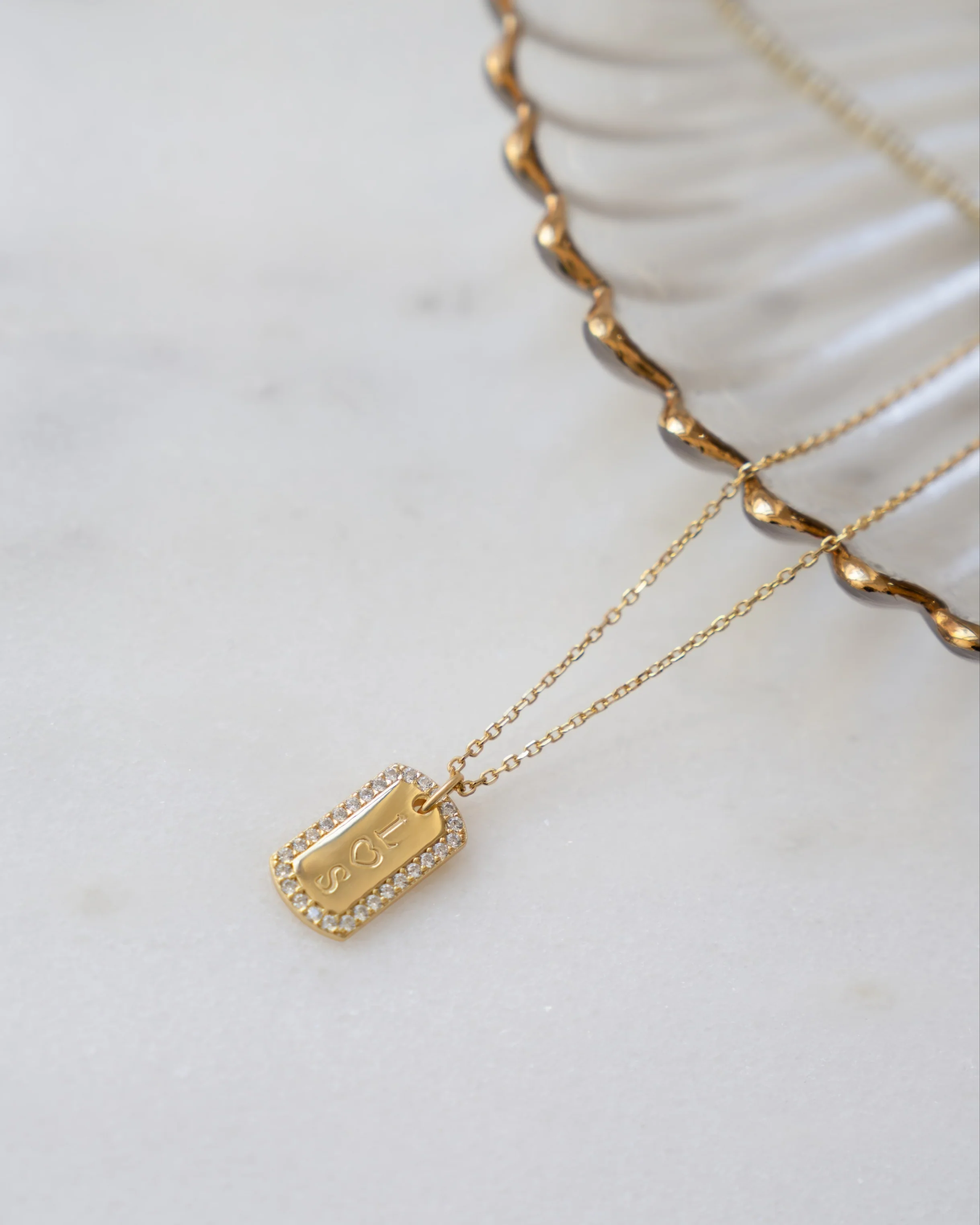 Custom Pavé Tag Necklace - Image 8
