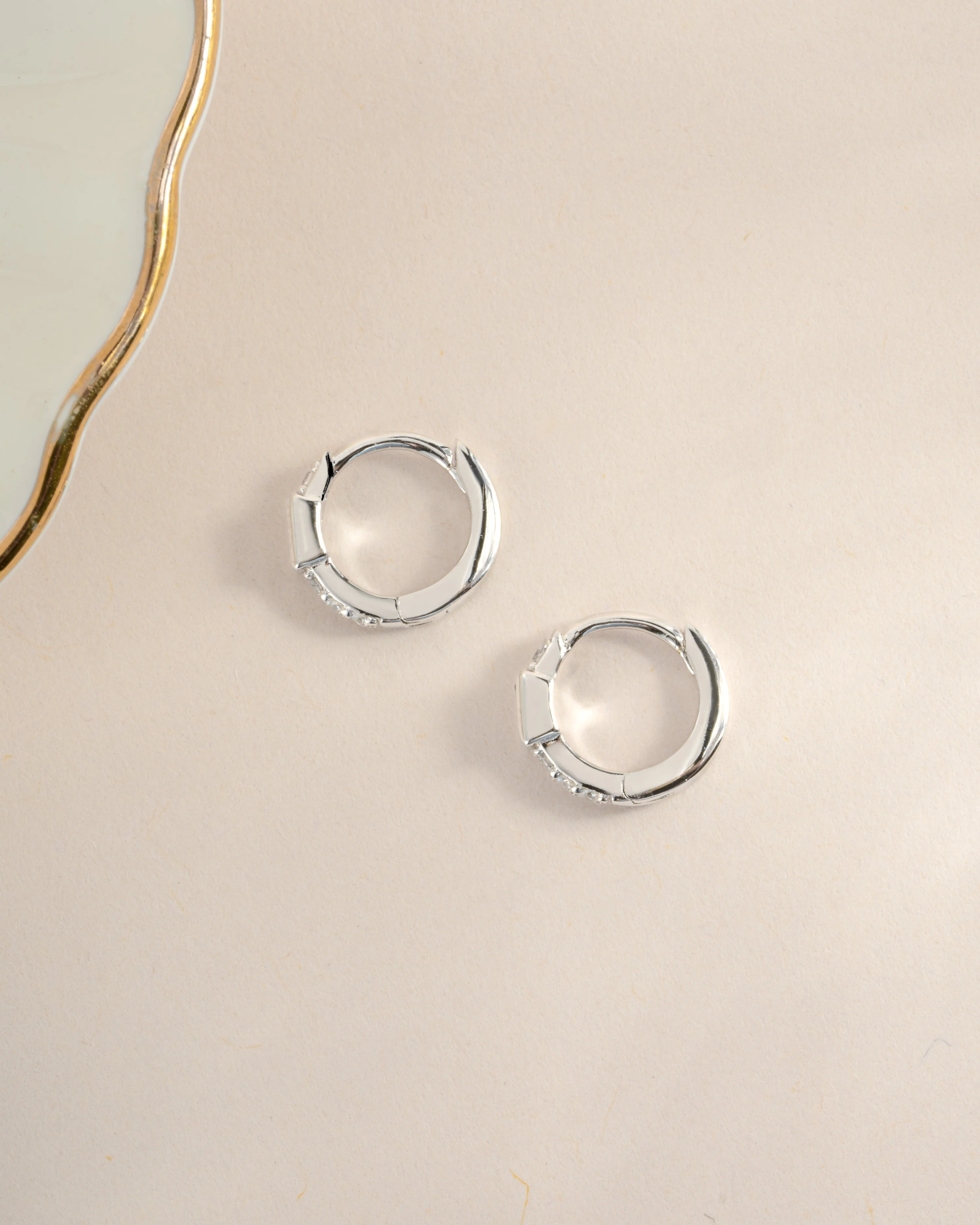 CZ Baguette Huggie Earrings - Image 7
