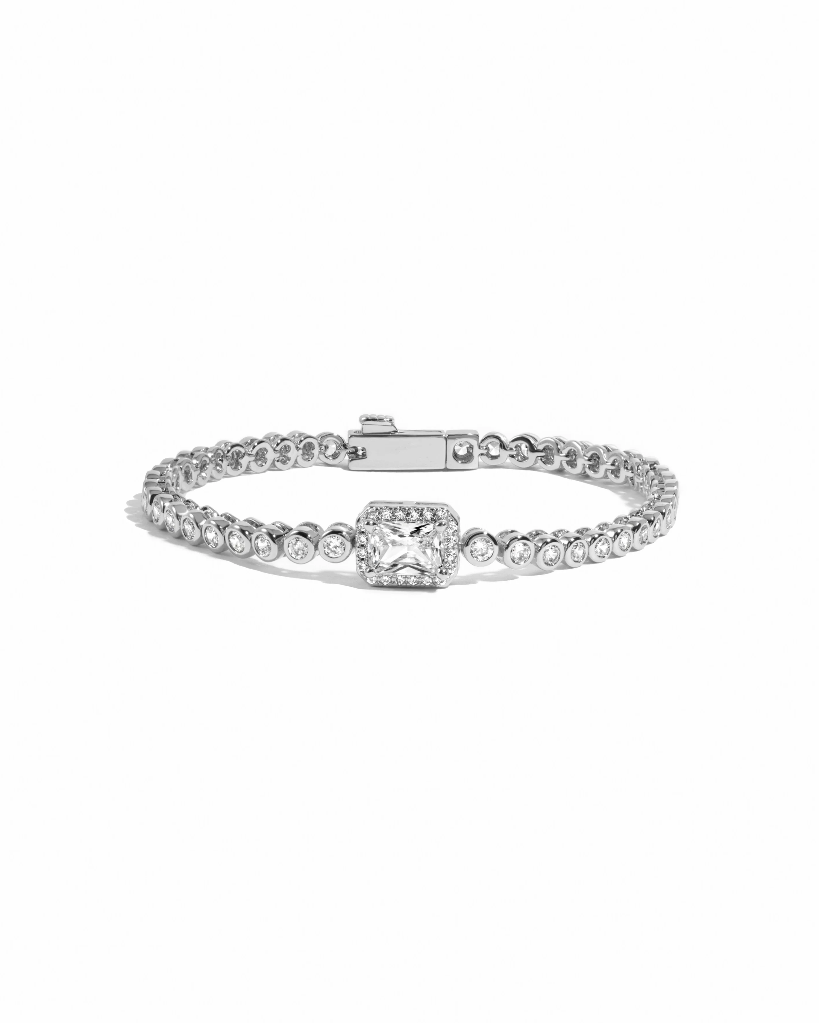 CZ Baguette Rounded Tennis Bracelet - Image 11