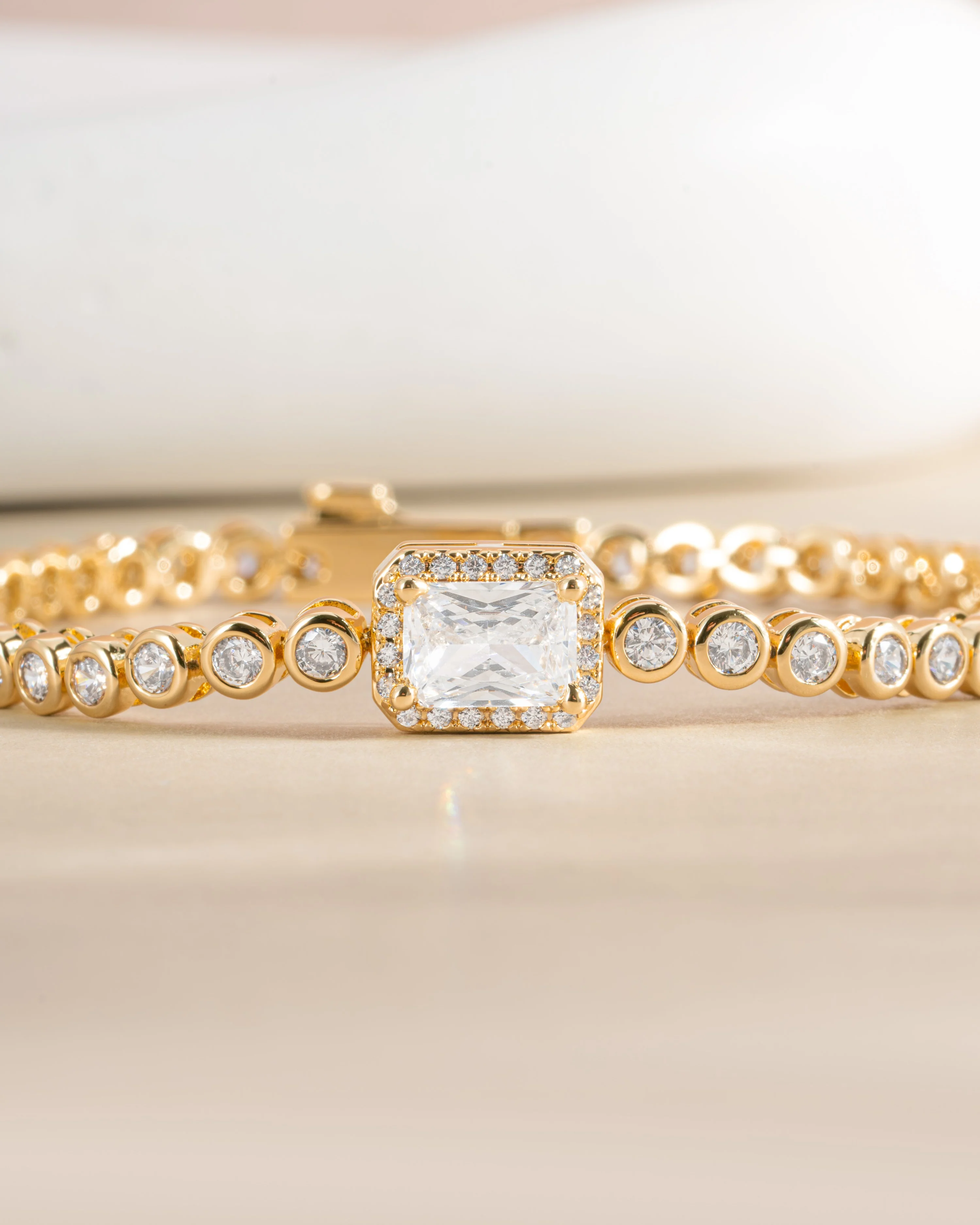CZ Baguette Rounded Tennis Bracelet - Image 3
