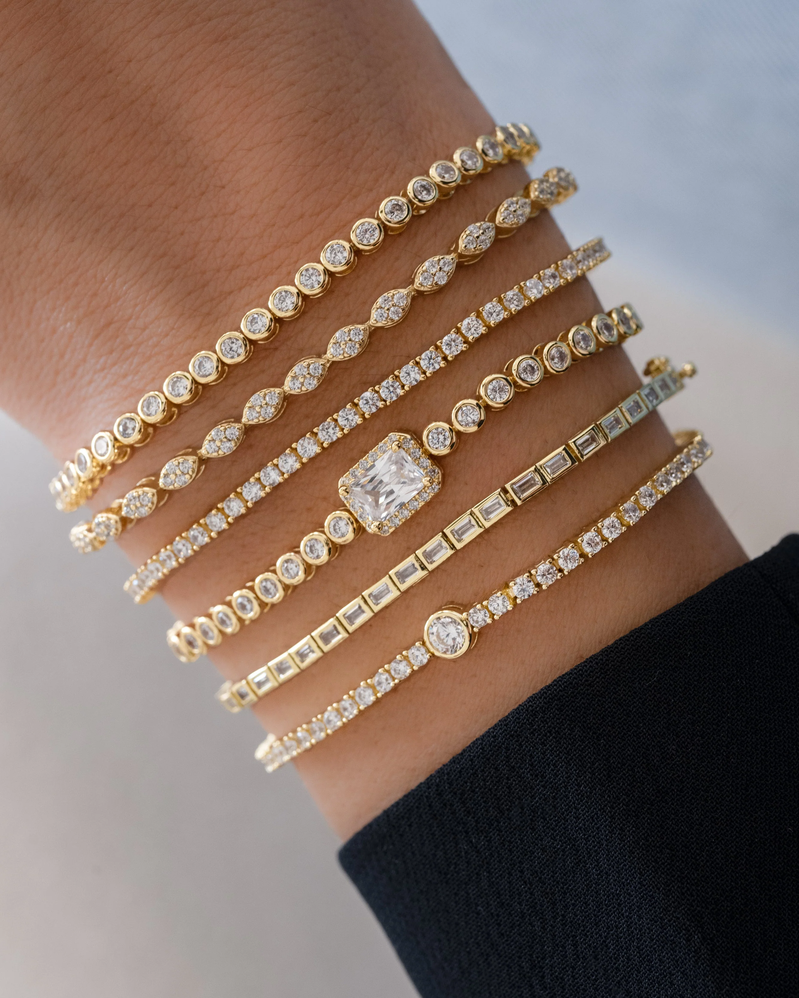CZ Baguette Rounded Tennis Bracelet - Image 6