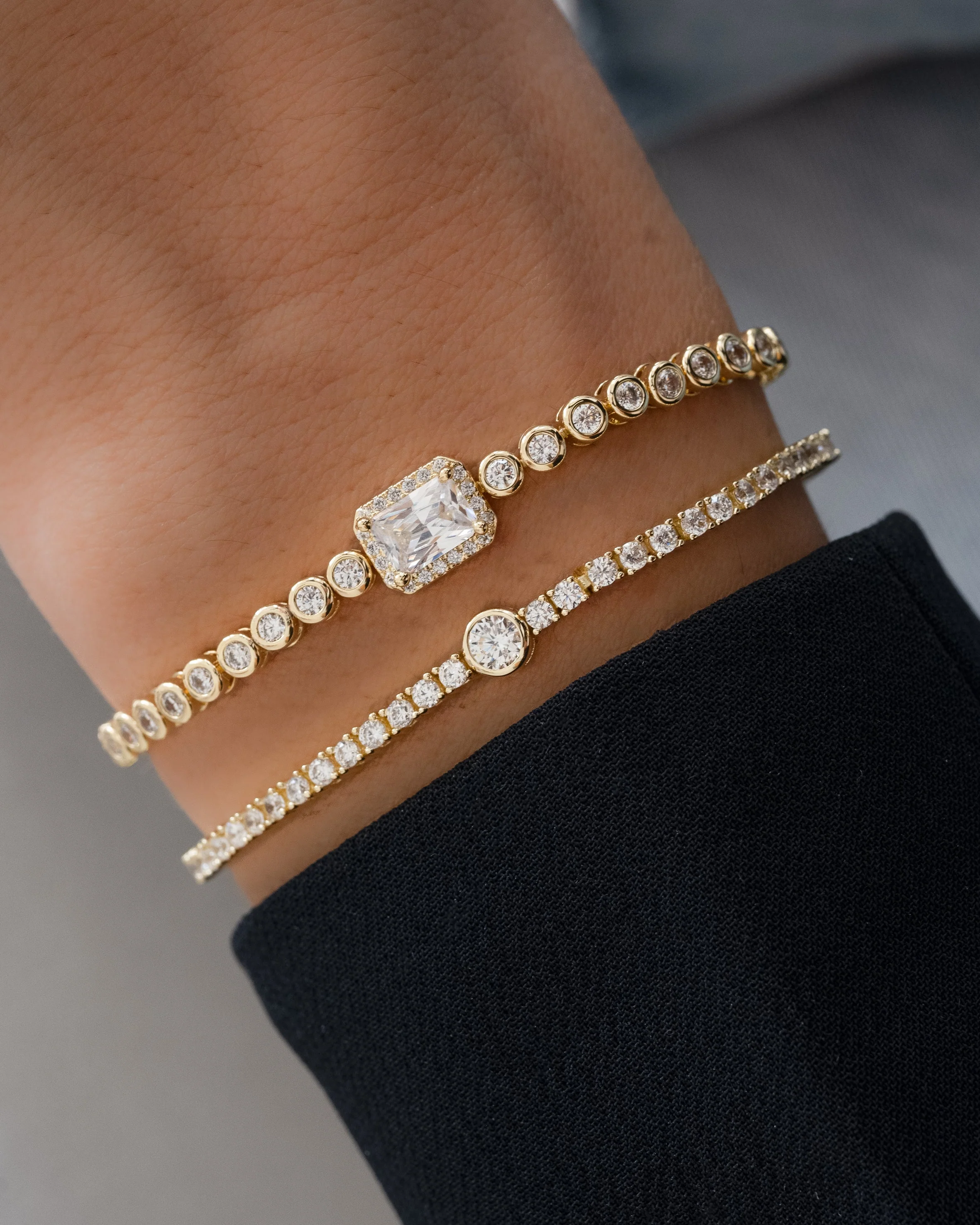 CZ Baguette Rounded Tennis Bracelet - Image 9