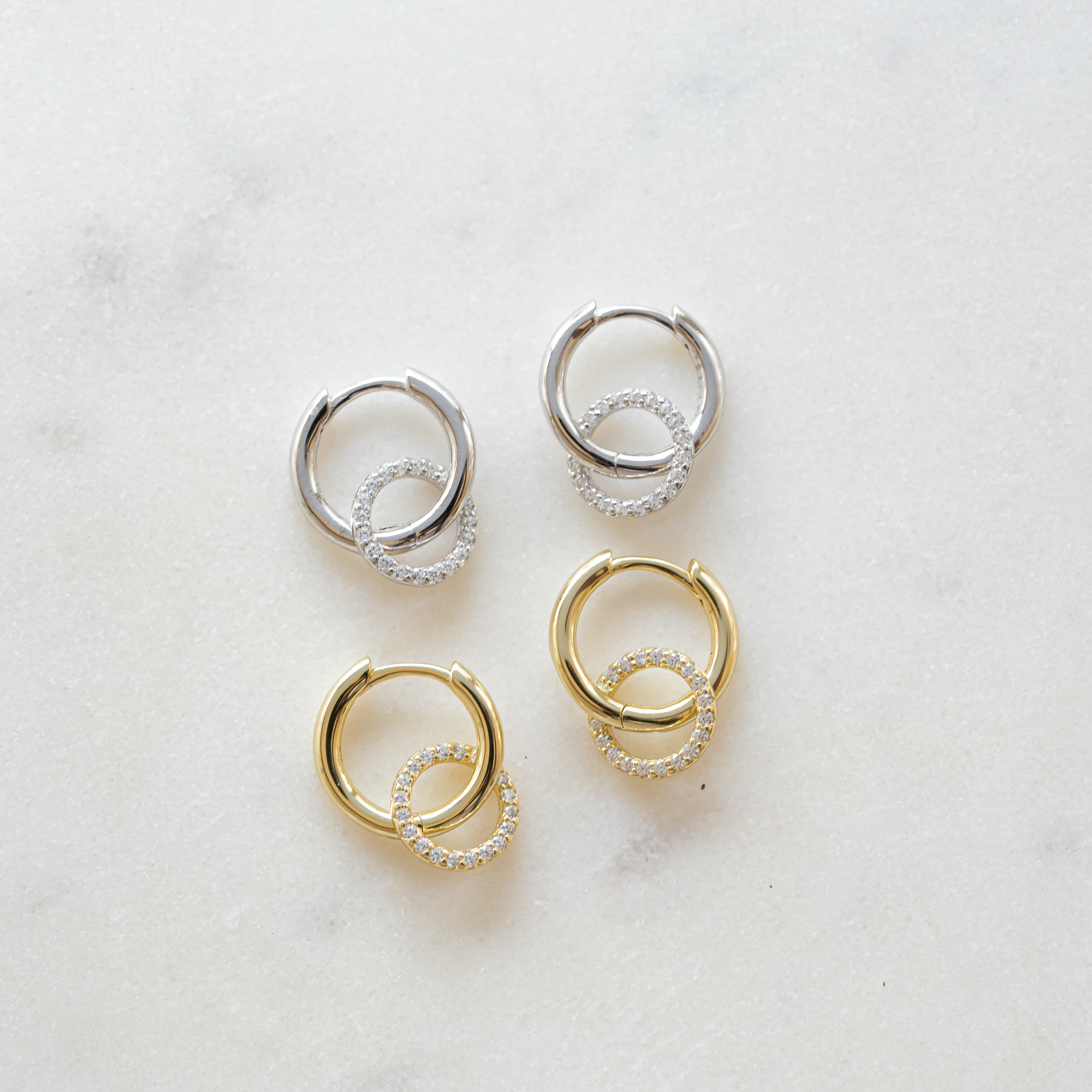 CZ Circle Charm Hoops - Image 3