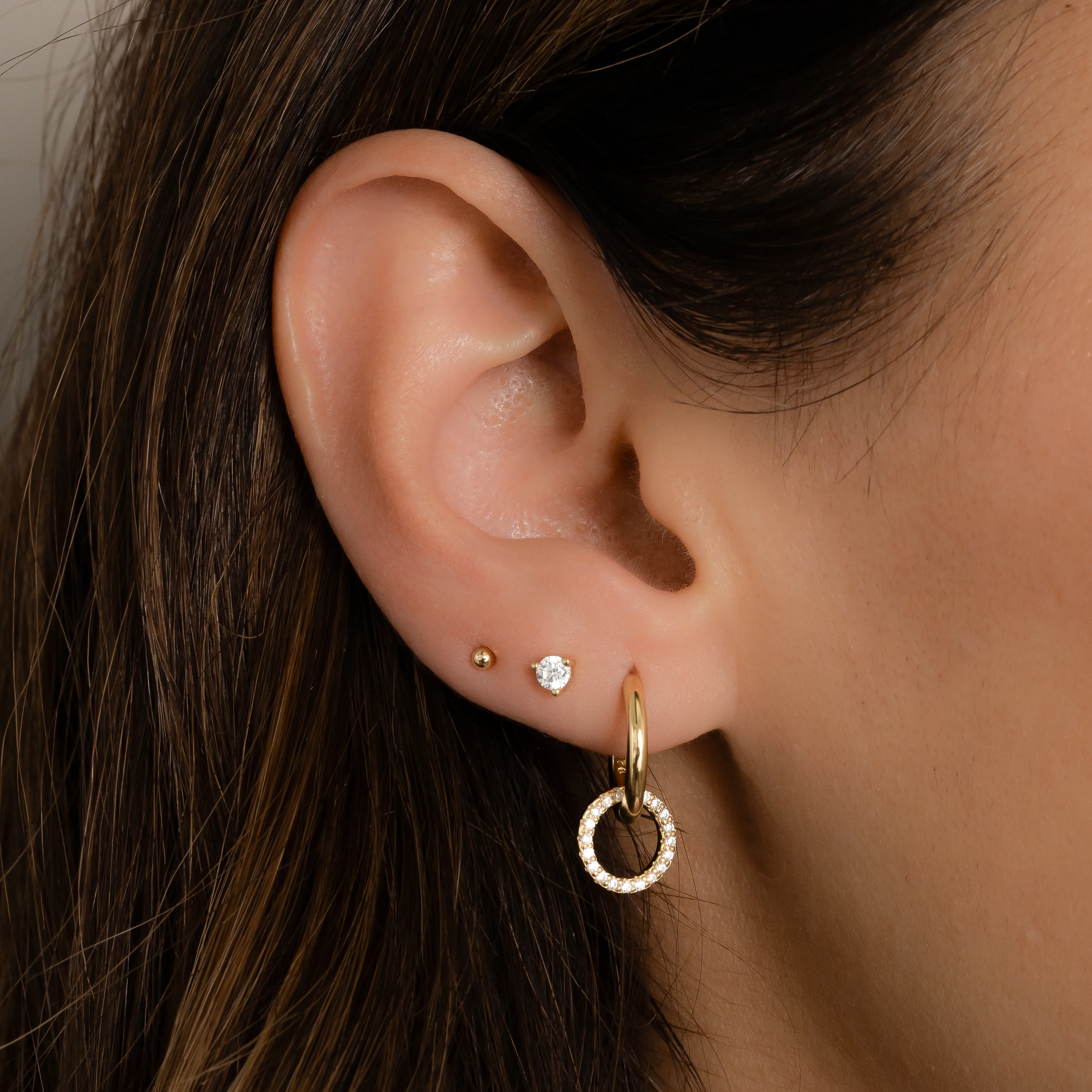 CZ Circle Charm Hoops - Image 4