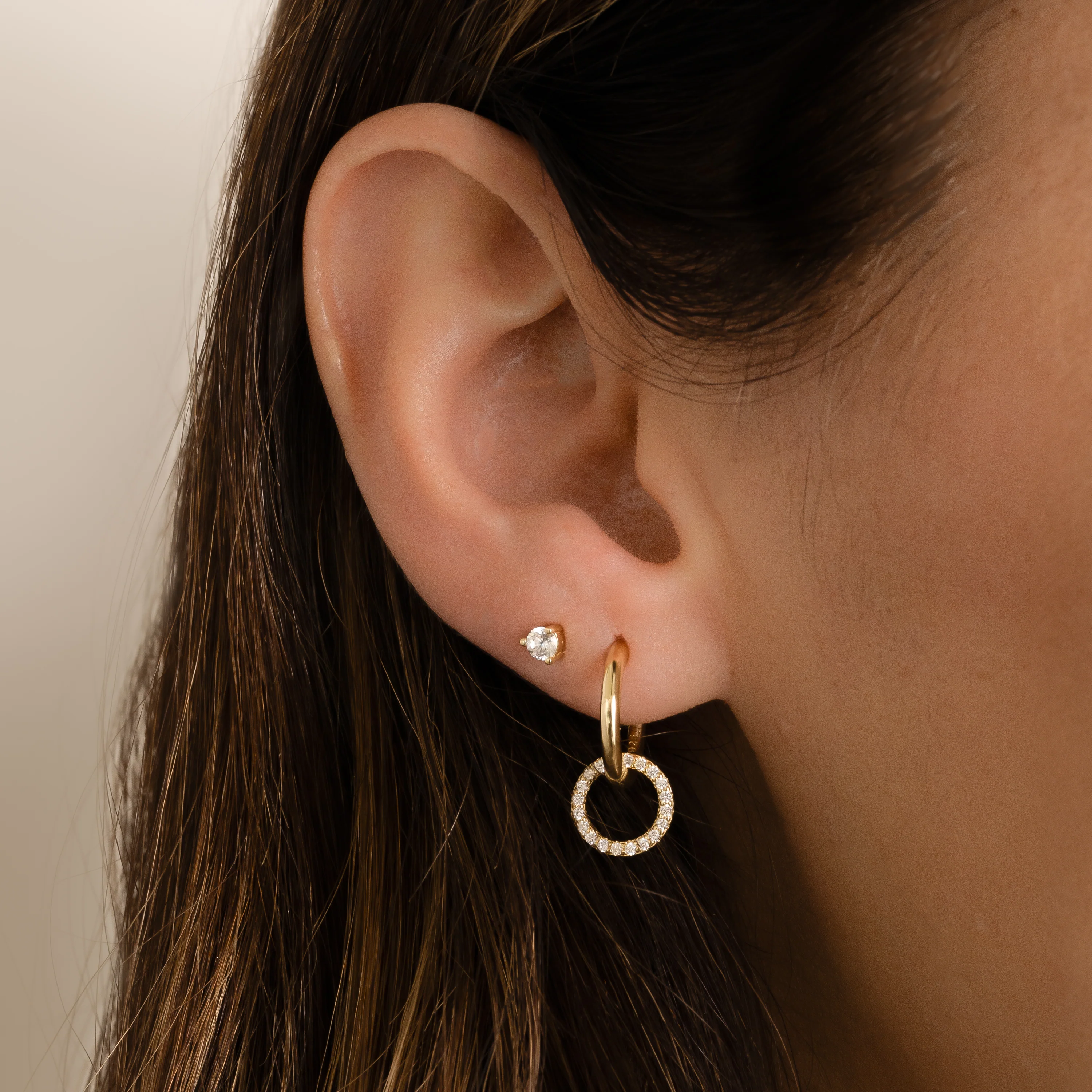 CZ Circle Charm Hoops - Image 6